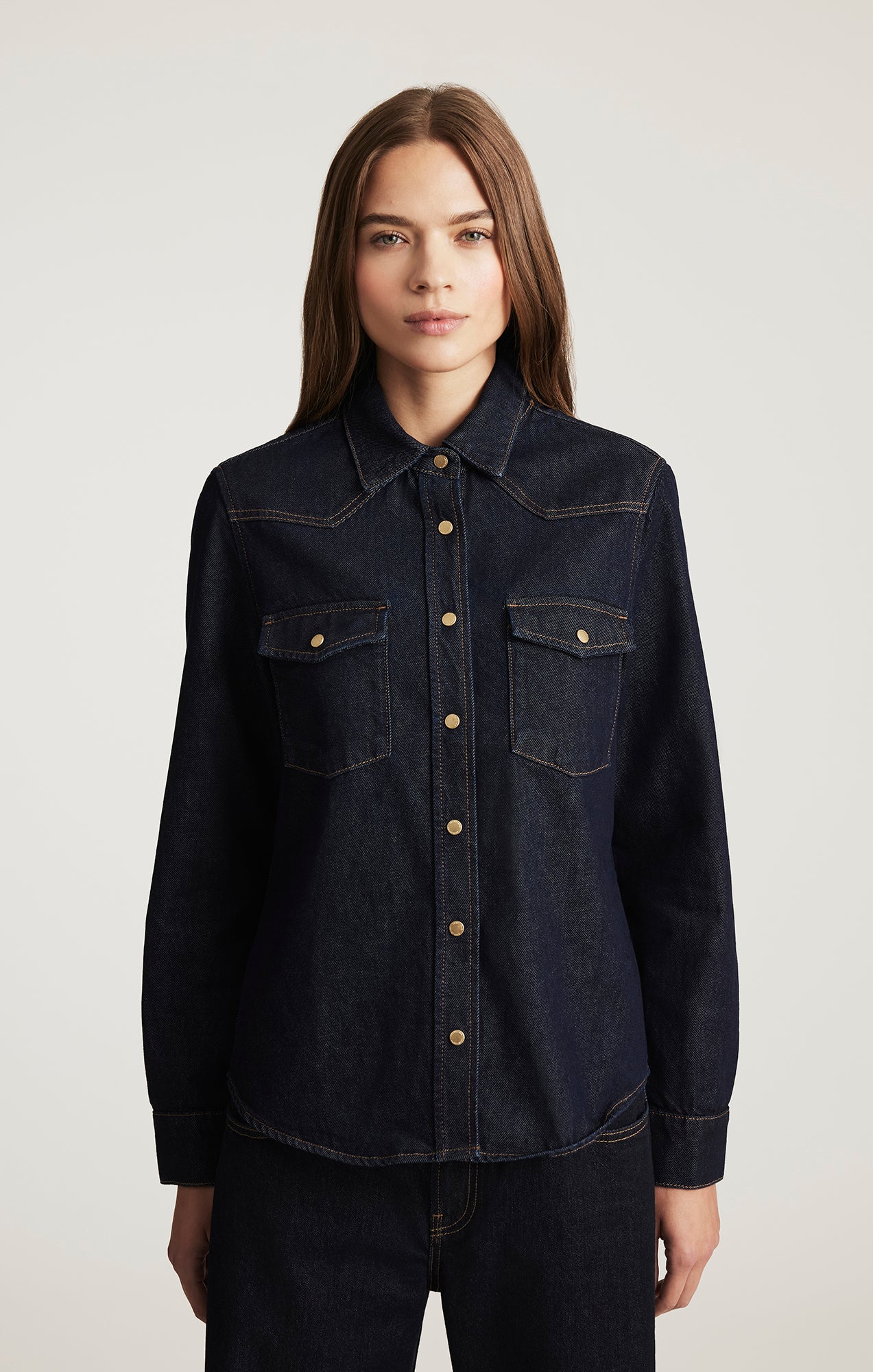 ANGELA DENIM SHIRT IN RINSE CLASSIC DENIM