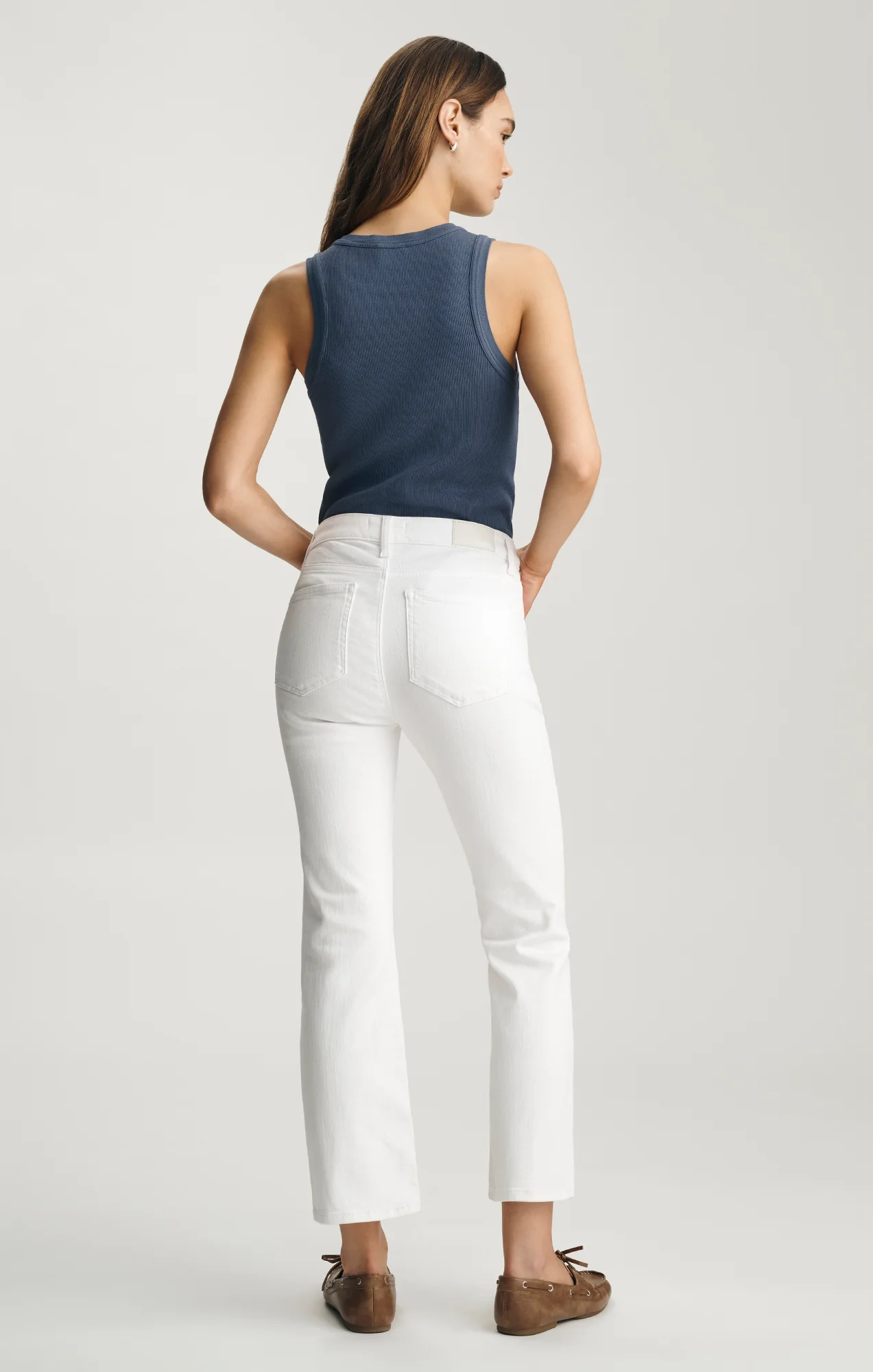 ANIKA CROPPED FLARE IN WHITE FLEX BLUE - Image 3