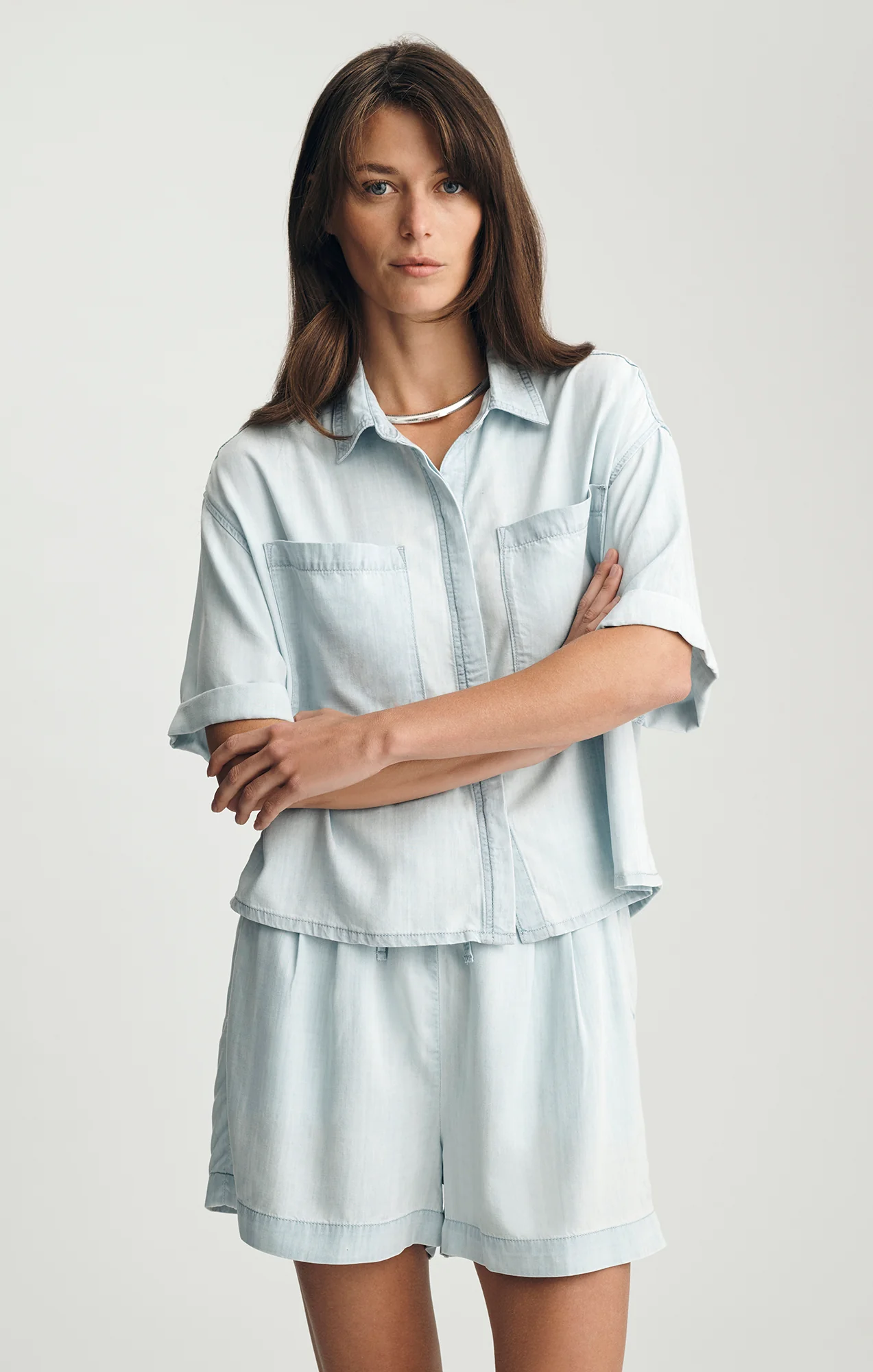 BLAIR DENIM SHIRT IN LIGHT BLUE MAVITERRENEAN