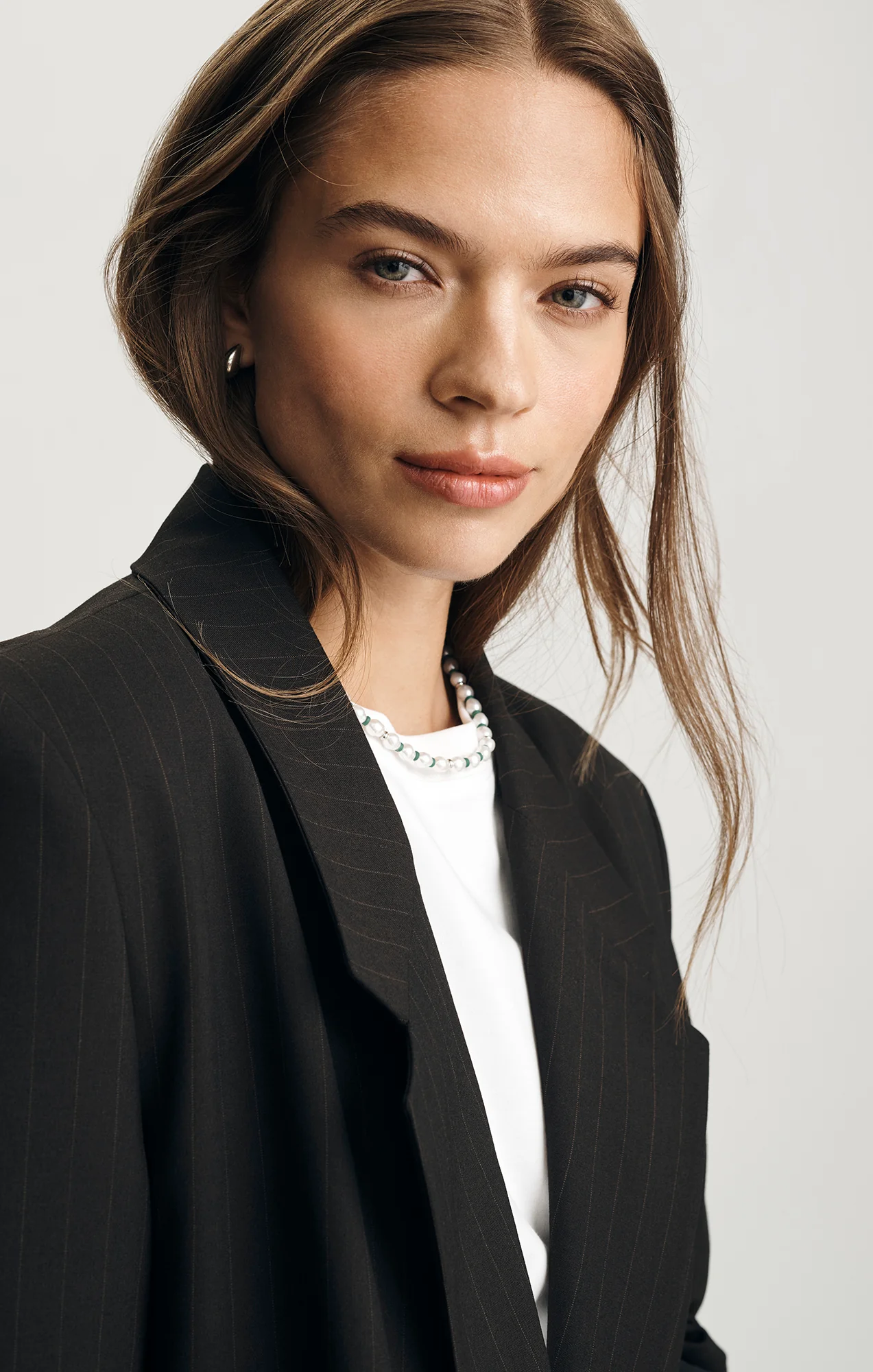 DOUBLE BREASTED BLAZER IN BROWN STRIPED - Image 2