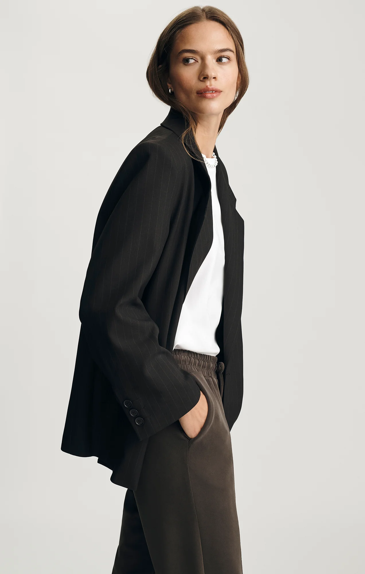 DOUBLE BREASTED BLAZER IN BROWN STRIPED - Image 3