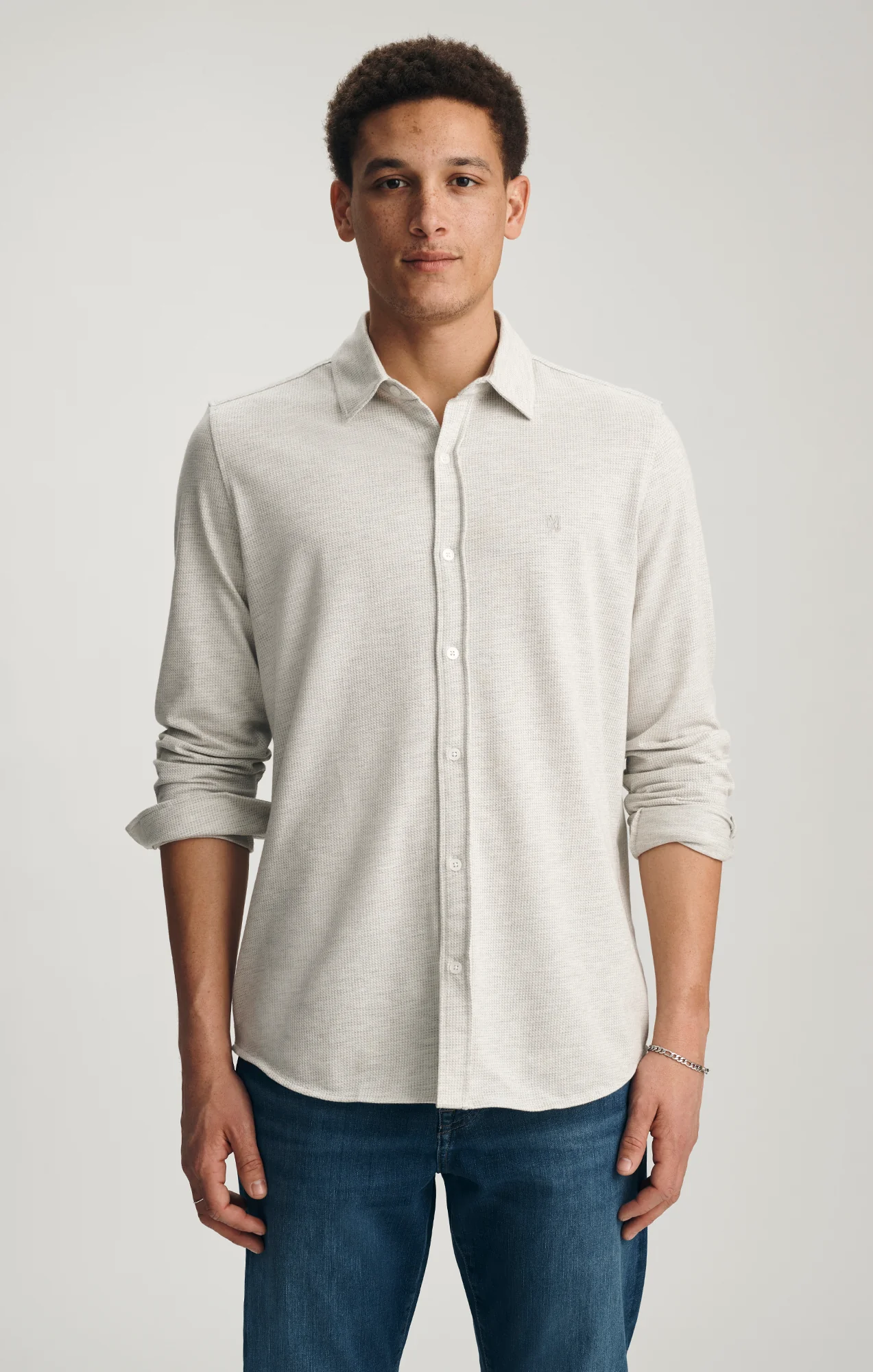 BUTTON-DOWN SHIRT IN HEATHER GREY