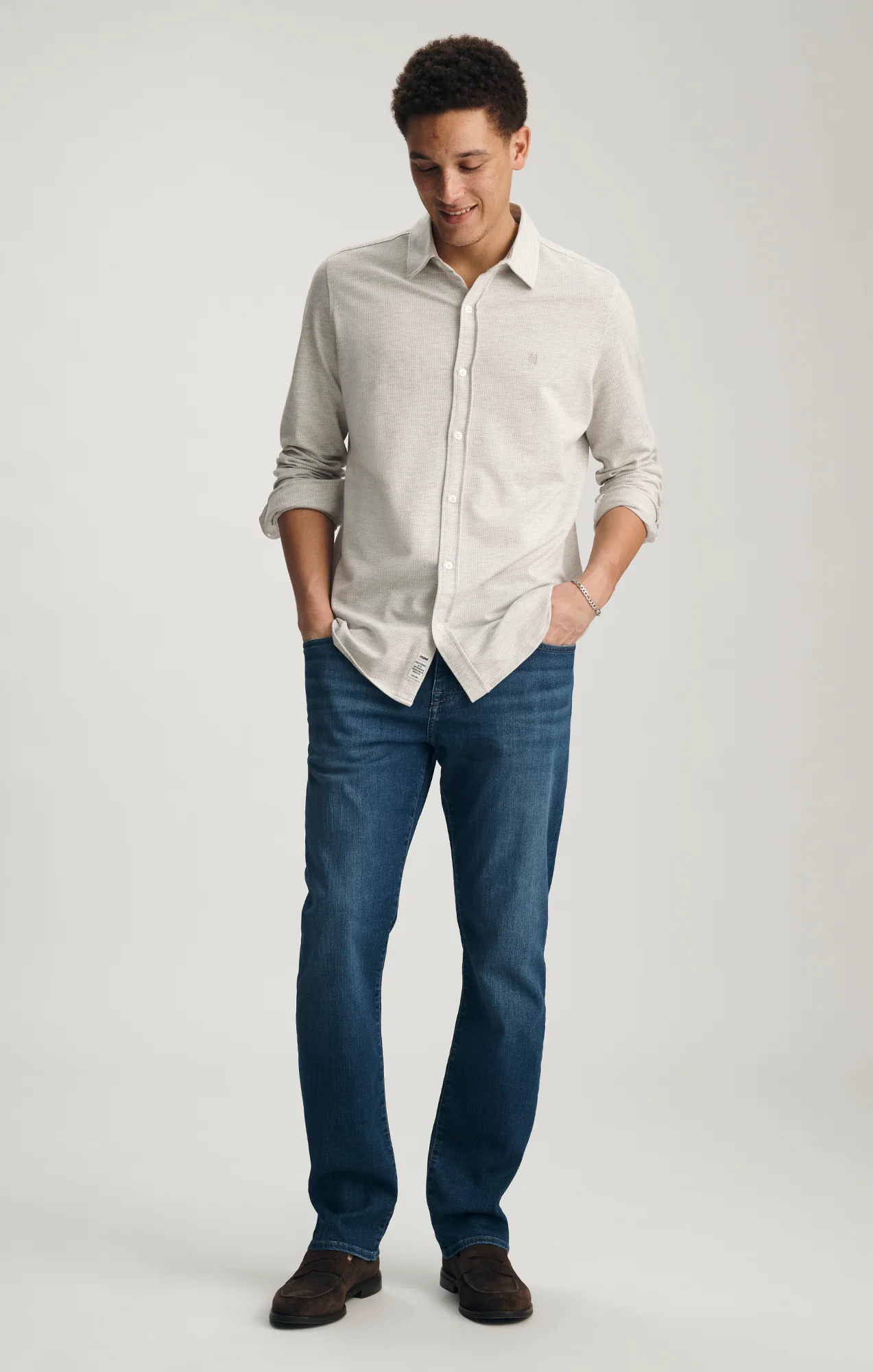 BUTTON-DOWN SHIRT IN HEATHER GREY - Image 4