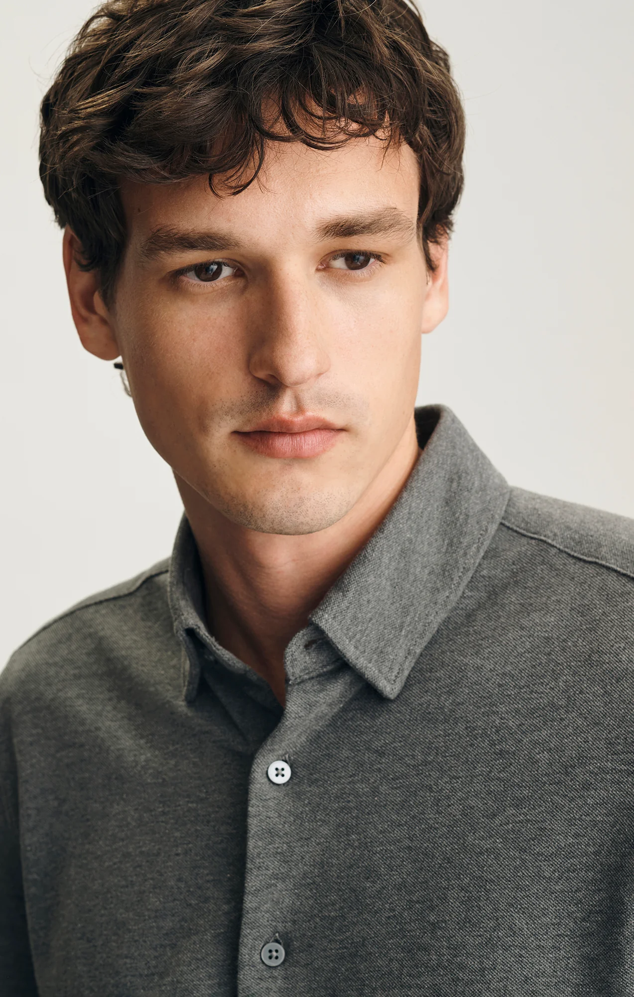 BUTTON-UP SHIRT IN DARK GREY MELANGE - Image 3
