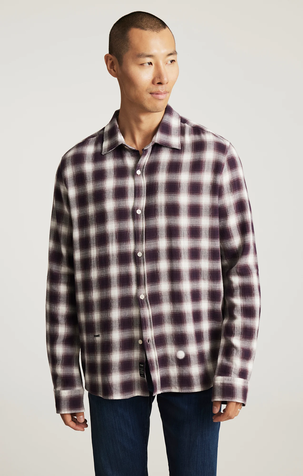 PLAID LONG SLEEVE BUTTON-UP SHIRT IN NIGHTSHADE CHECK