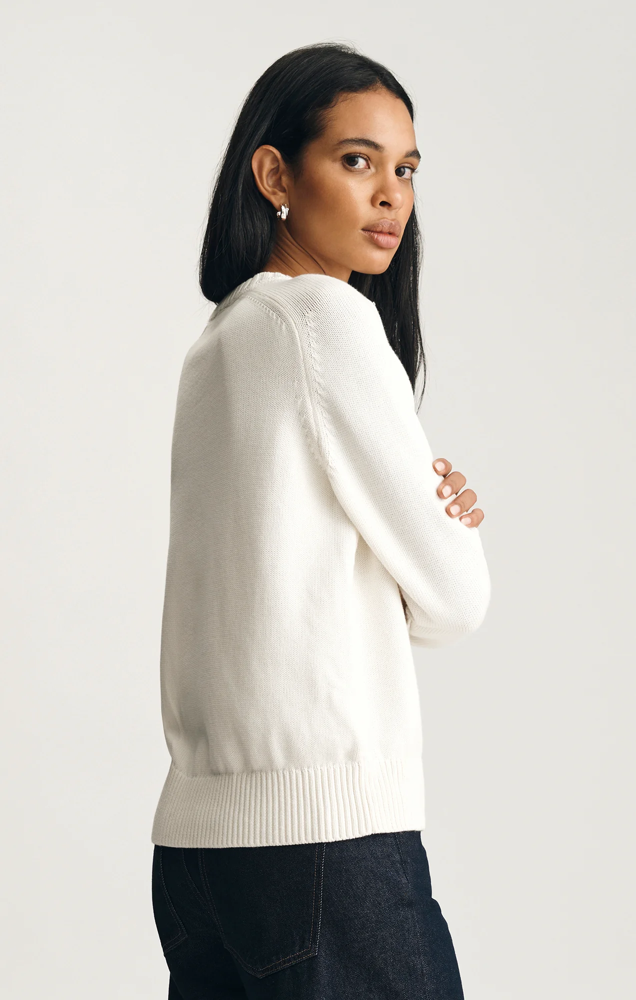 CREW NECK SWEATER IN ANTIQUE WHITE - Image 2
