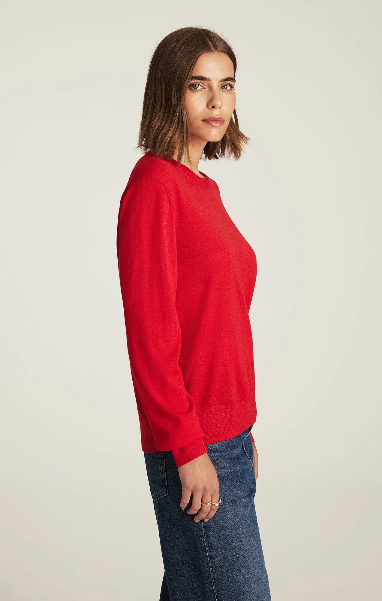 EDITION MERINO WOOL CREW NECK SWEATER IN RIO RED - Image 2