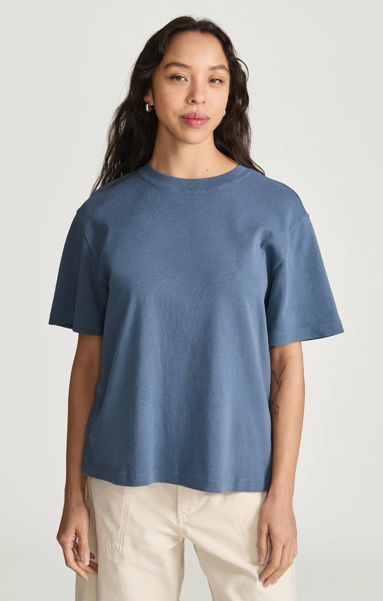 CREW NECK T-SHIRT IN BLUE INDIGO