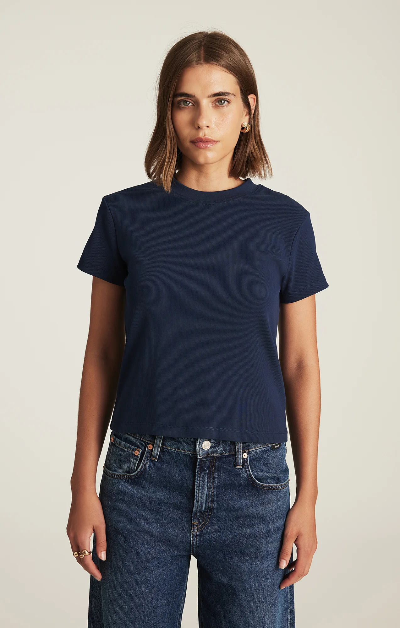 LAYLA RIBBED BABY T-SHIRT IN DRESS BLUES