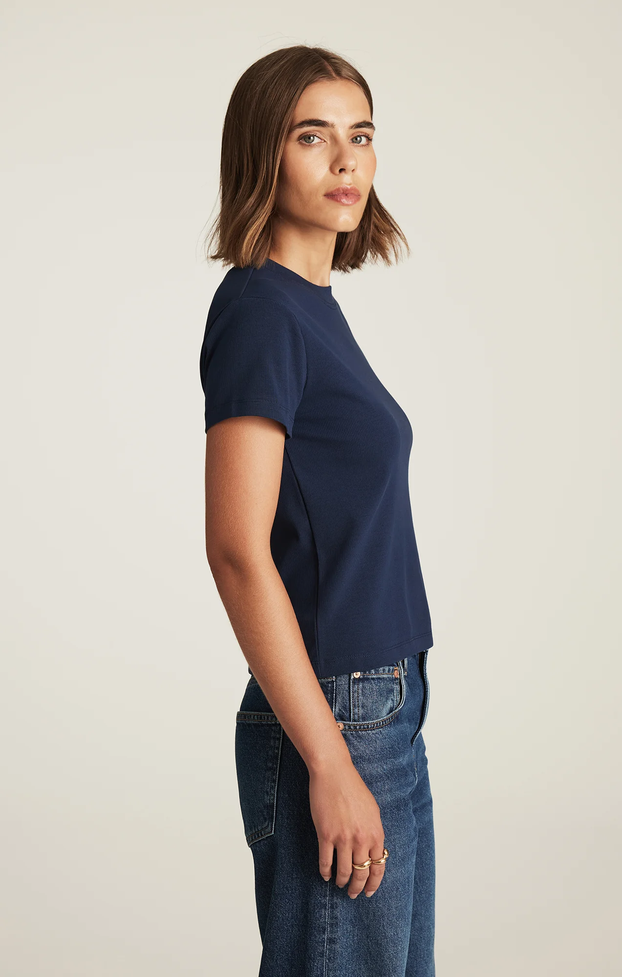 LAYLA RIBBED BABY T-SHIRT IN DRESS BLUES - Image 2