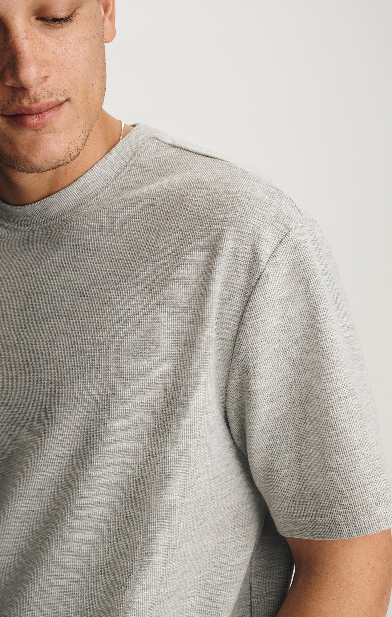 CREW NECK T-SHIRT IN GREY MELANGE - Image 3