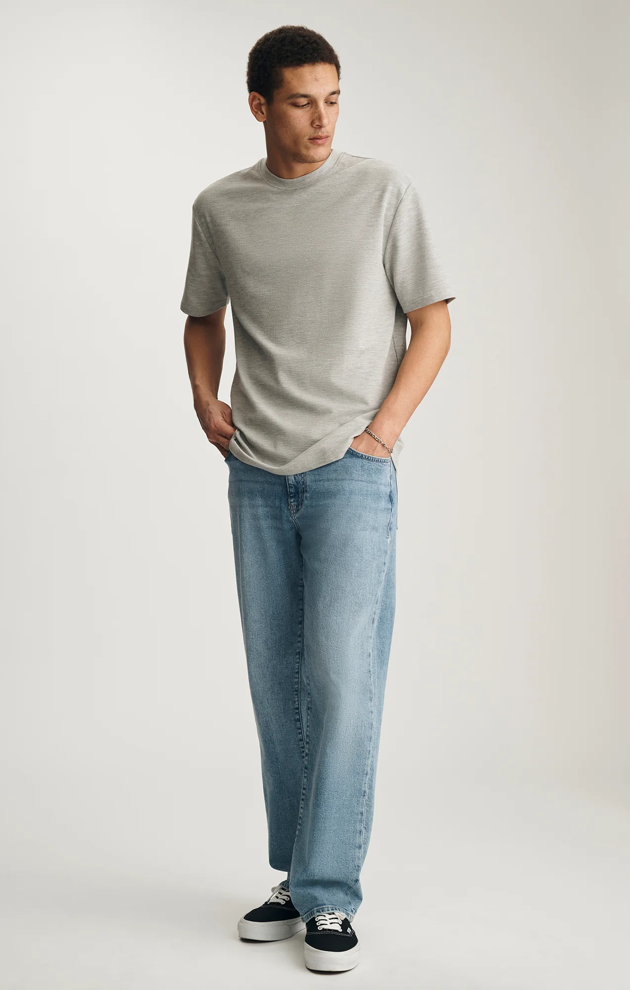 CREW NECK T-SHIRT IN GREY MELANGE - Image 4