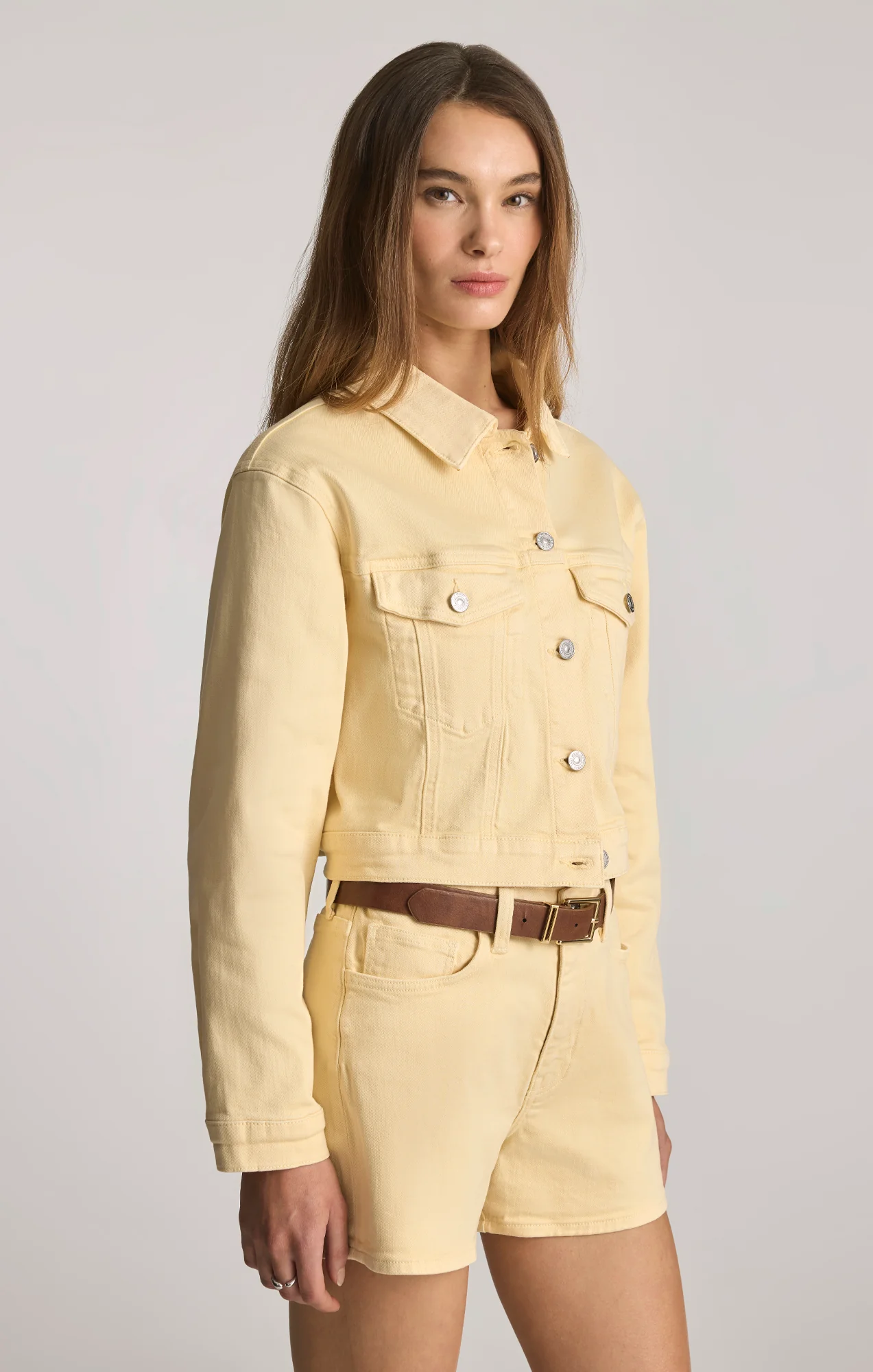 HARMONY DENIM JACKET IN FADED LEMON DENIM - Image 3