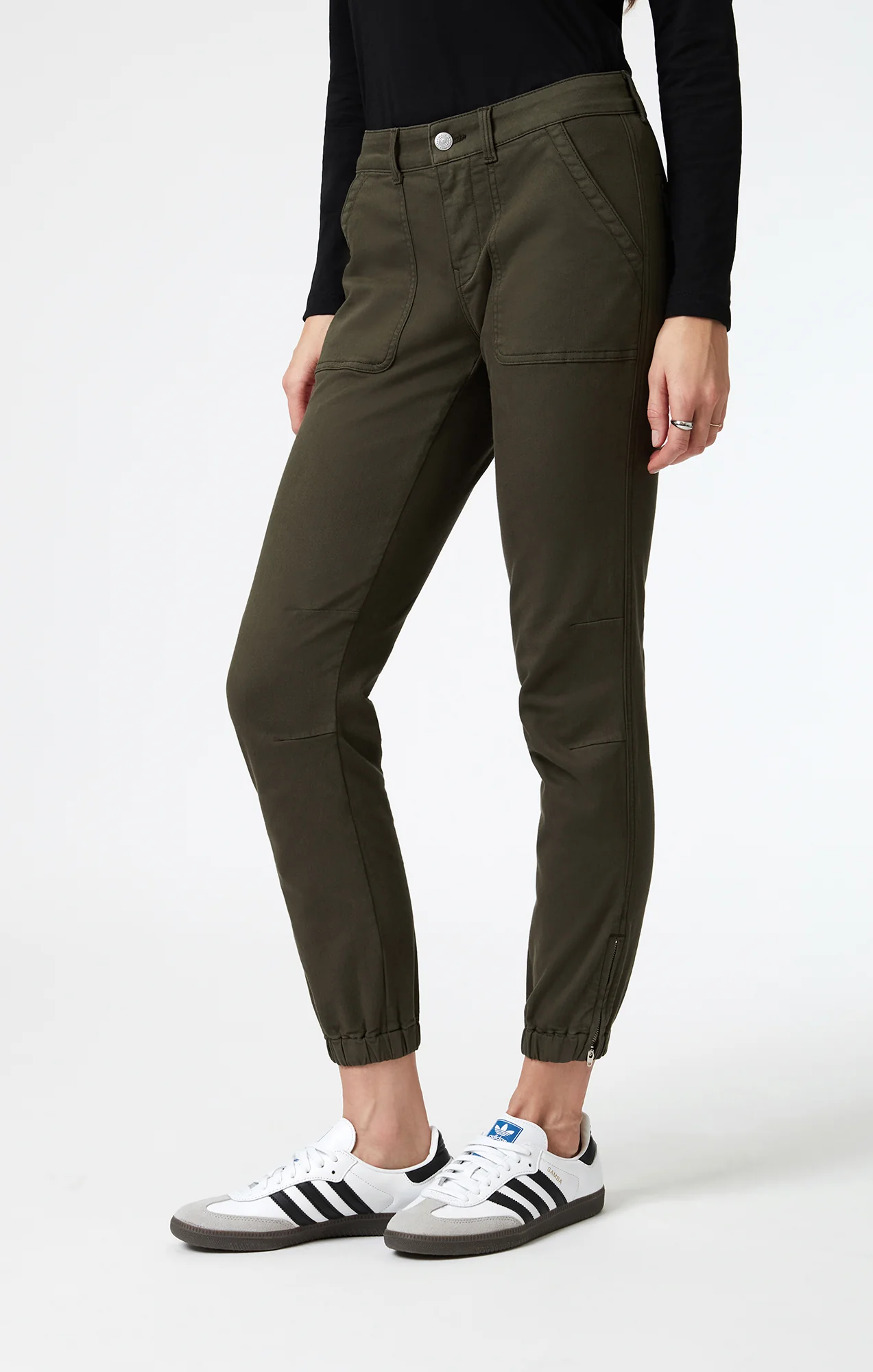 IVY SLIM CARGO IN DARK GREEN LUXE TWILL - Image 4