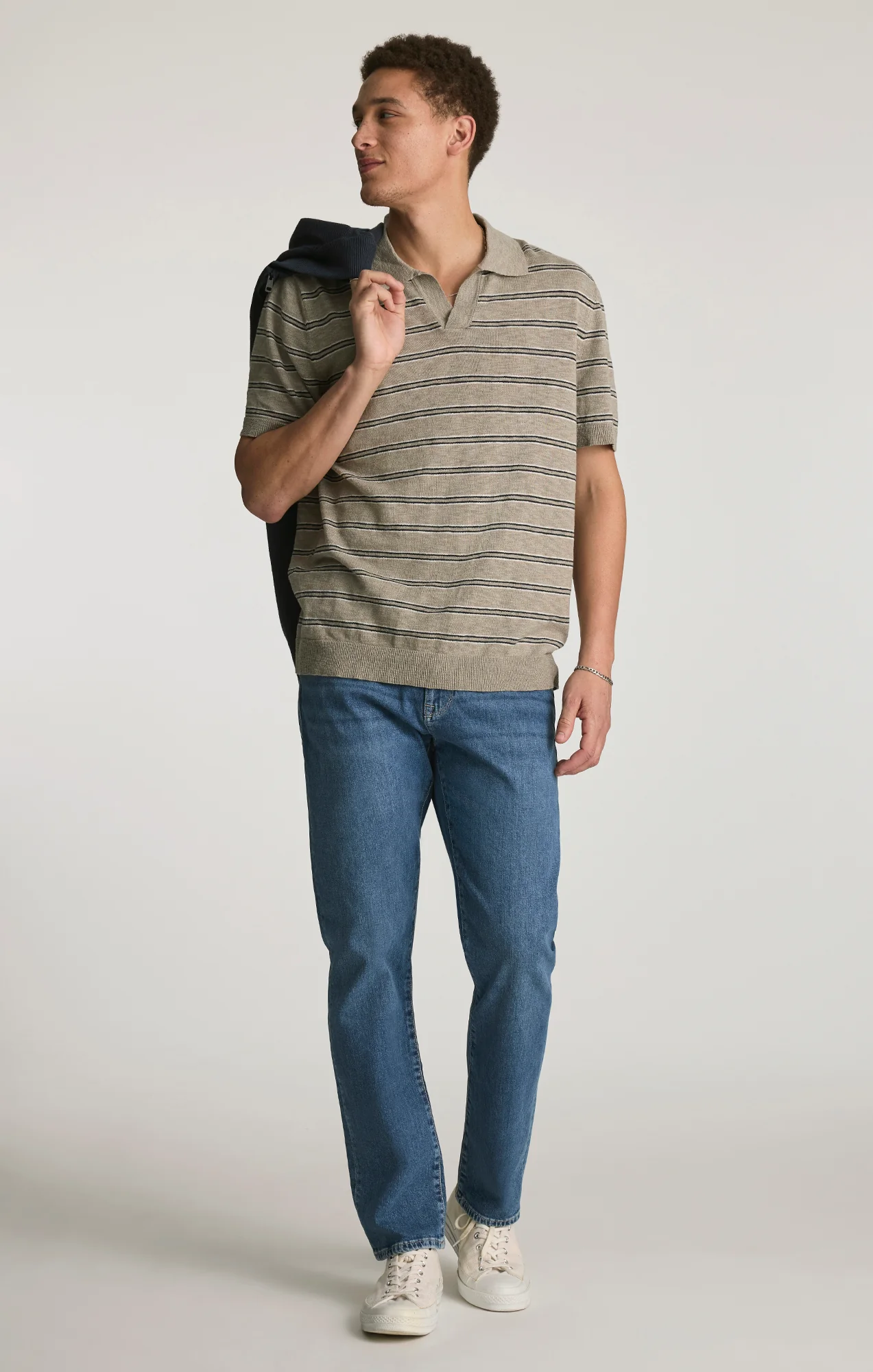 JOHNNY COLLAR POLO SWEATER IN ELEPHANT SKIN - Image 5