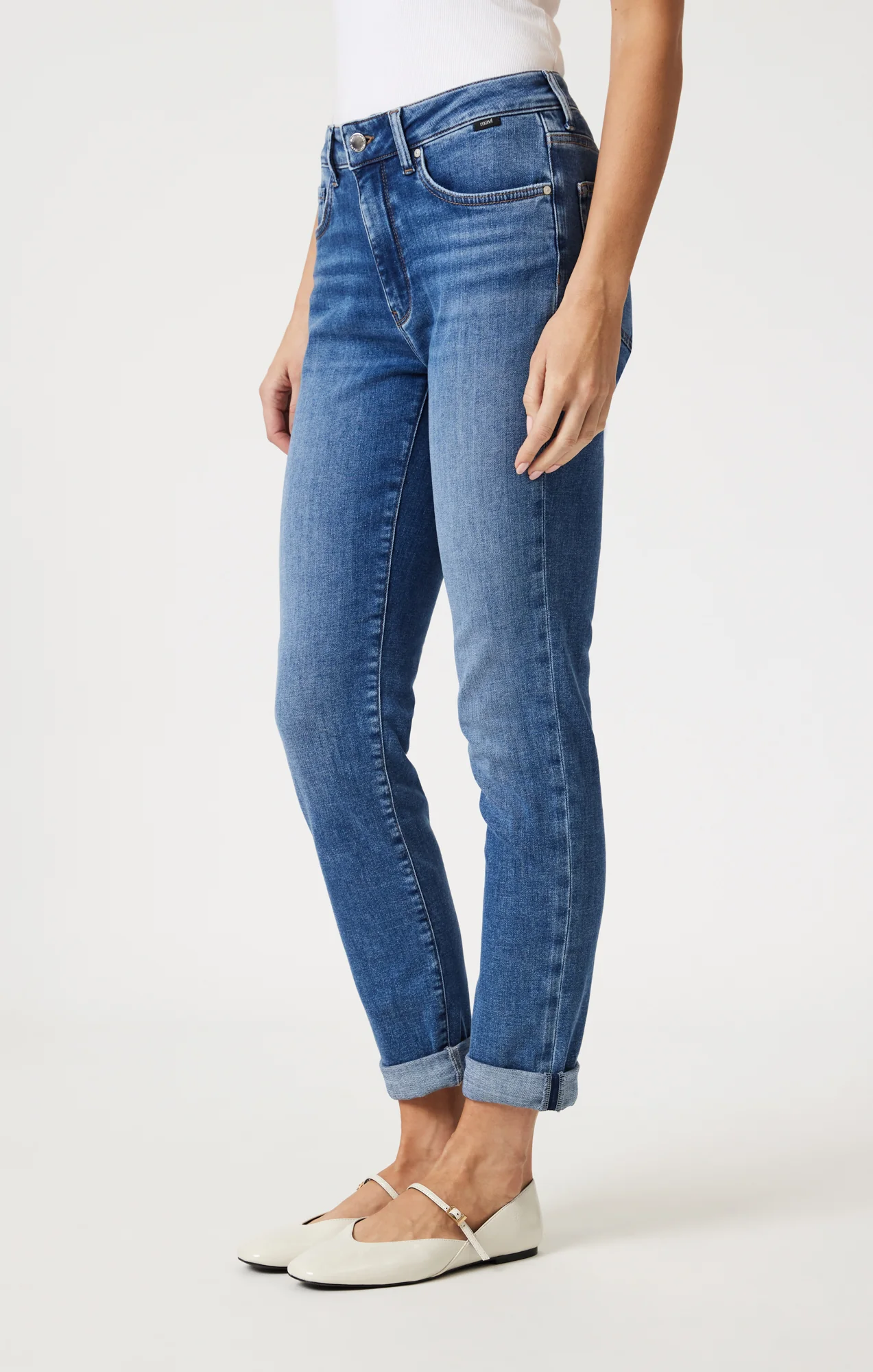 KATHLEEN SLIM BOYFRIEND IN MID BRUSHED FEATHER BLUE - Image 3