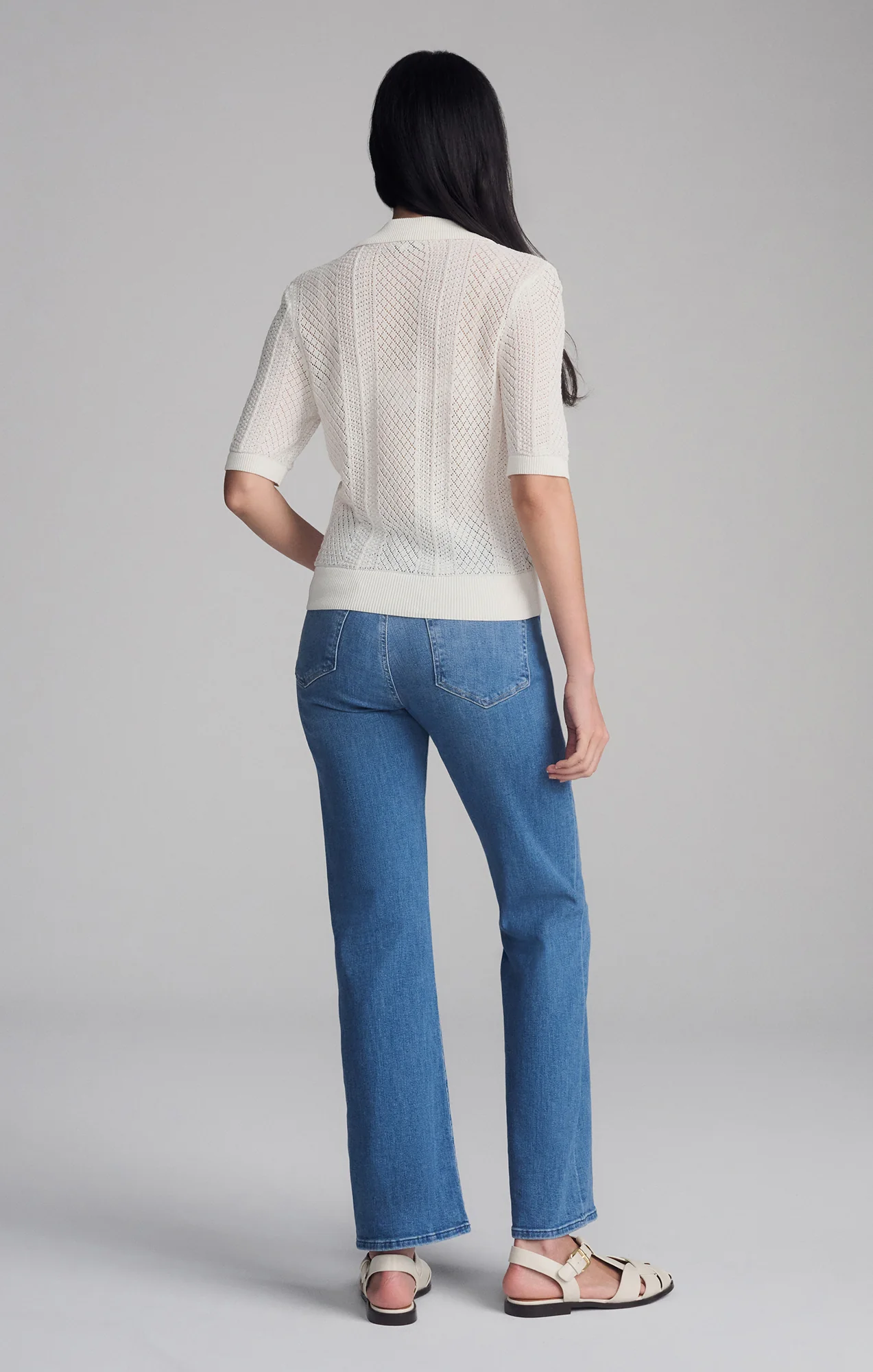 KNIT POLO SWEATER IN ANTIQUE WHITE - Image 4