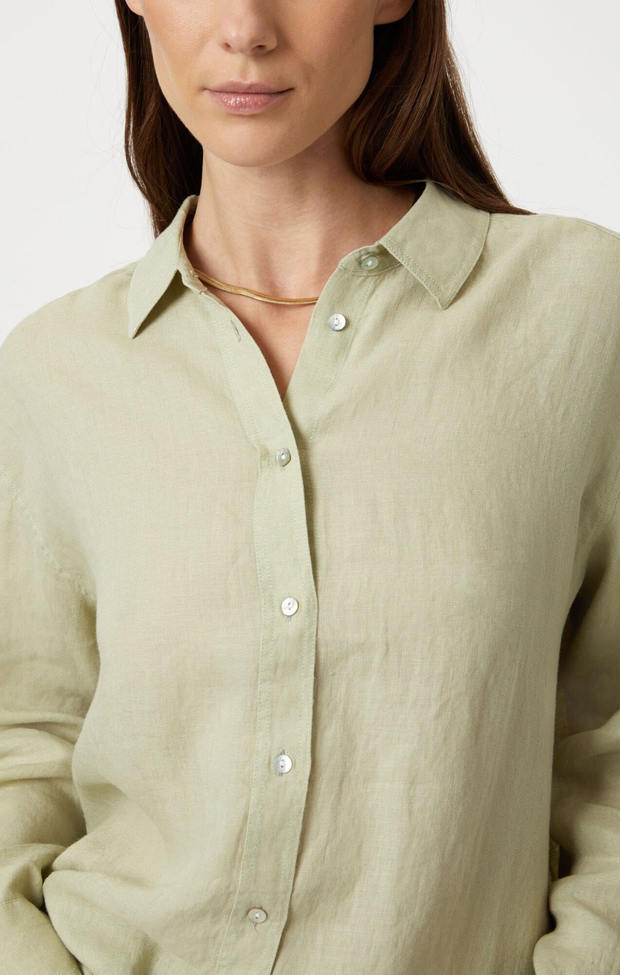 LINEN BUTTON-UP SHIRT IN LINT - Image 6