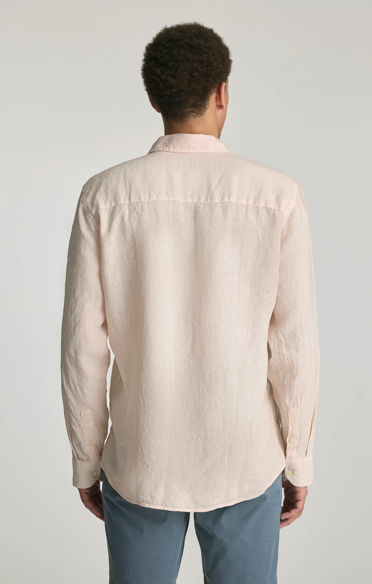 LINEN BUTTON-UP SHIRT IN SILVER PEONY - Image 3