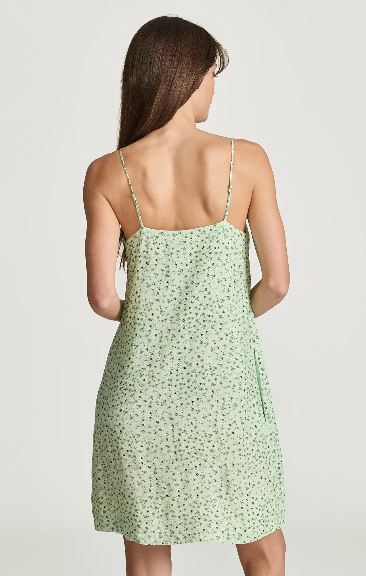 CAMI MINI DRESS IN GREEN FLOWER PRINTED - Image 3