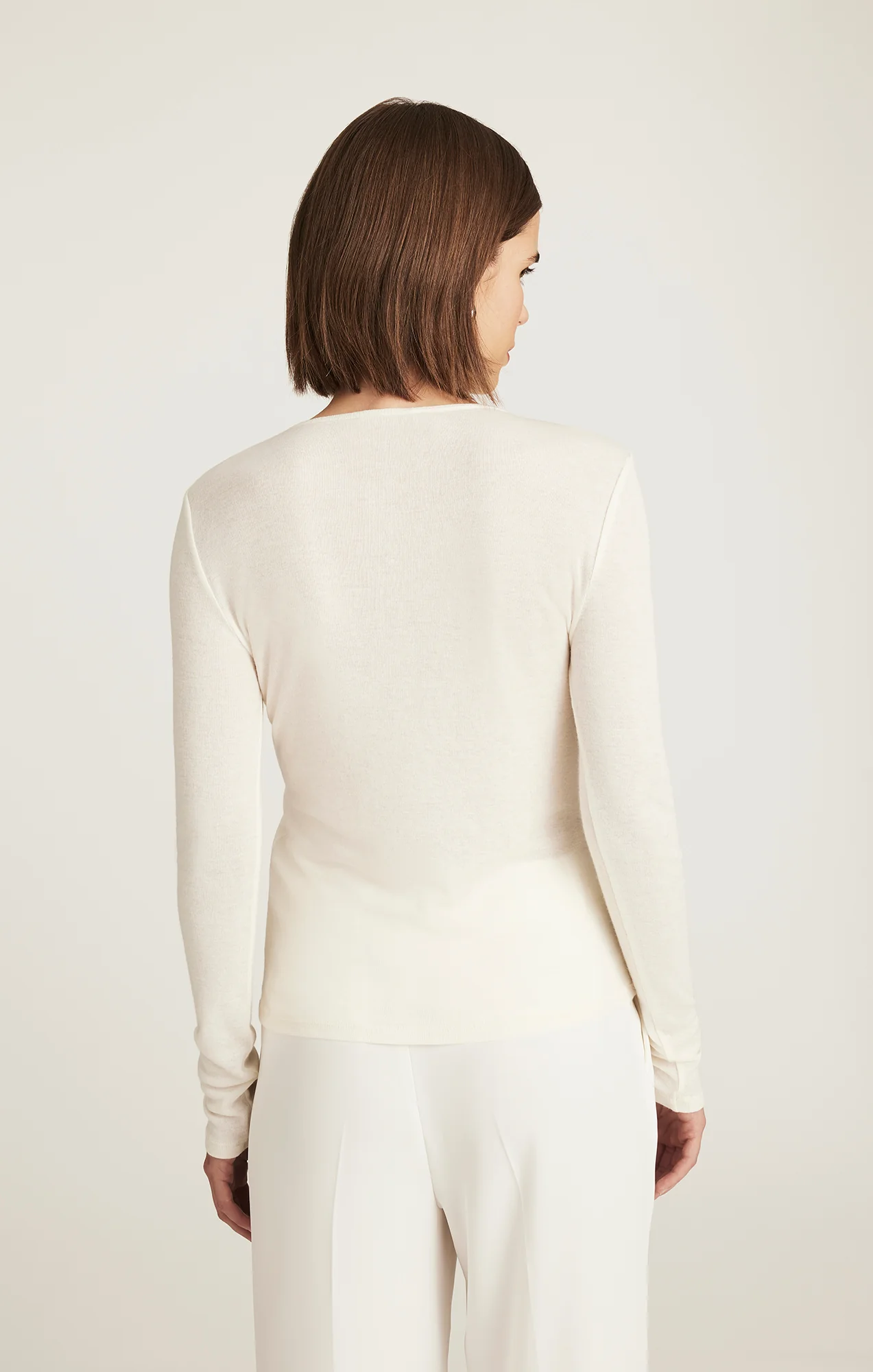 EDITION LONG SLEEVE HENLEY T-SHIRT IN MARSHMALLOW - Image 3