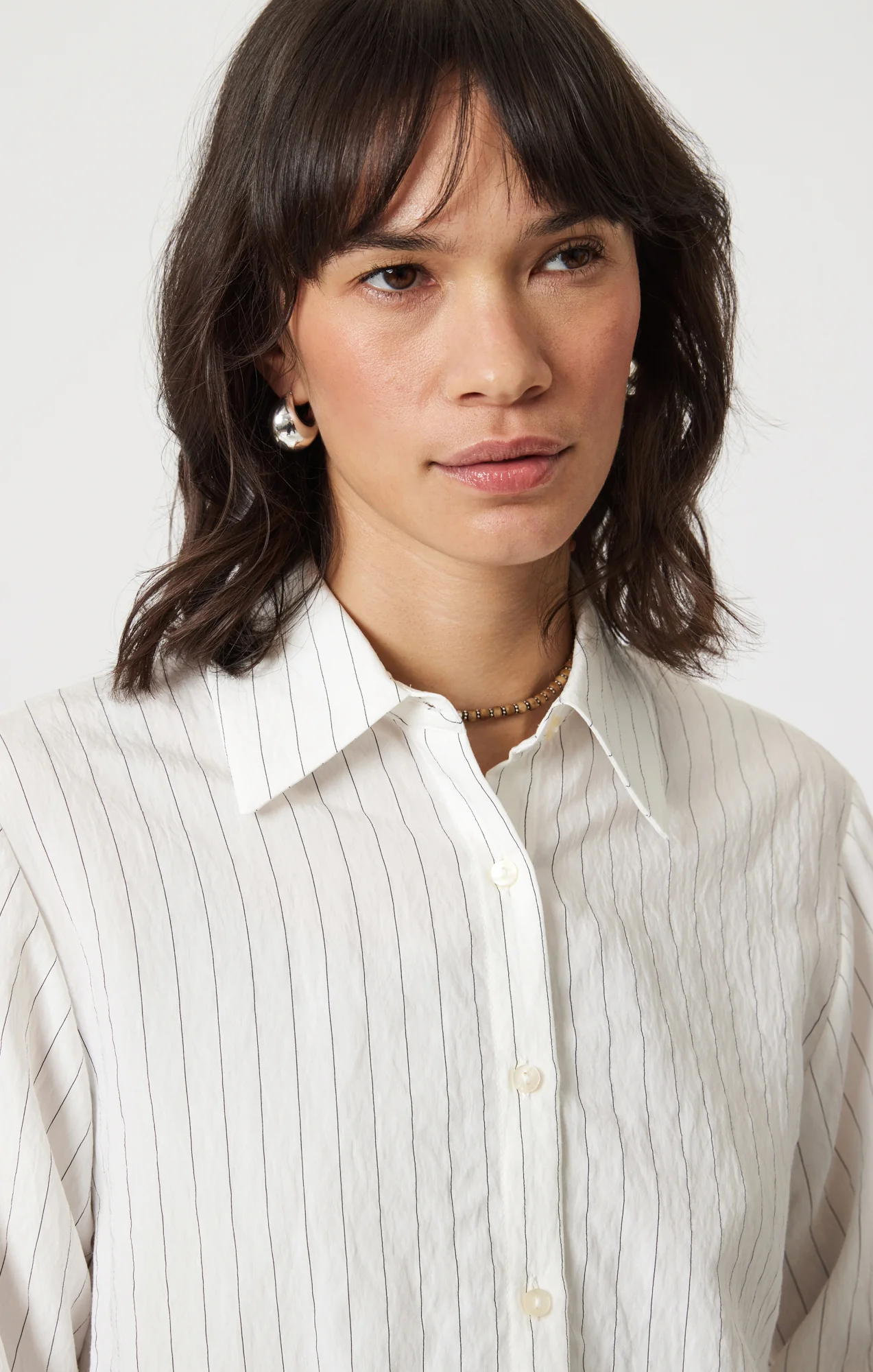 LONG SLEEVE BUTTON-UP SHIRT IN BLACK PIN STRIPE - Image 6