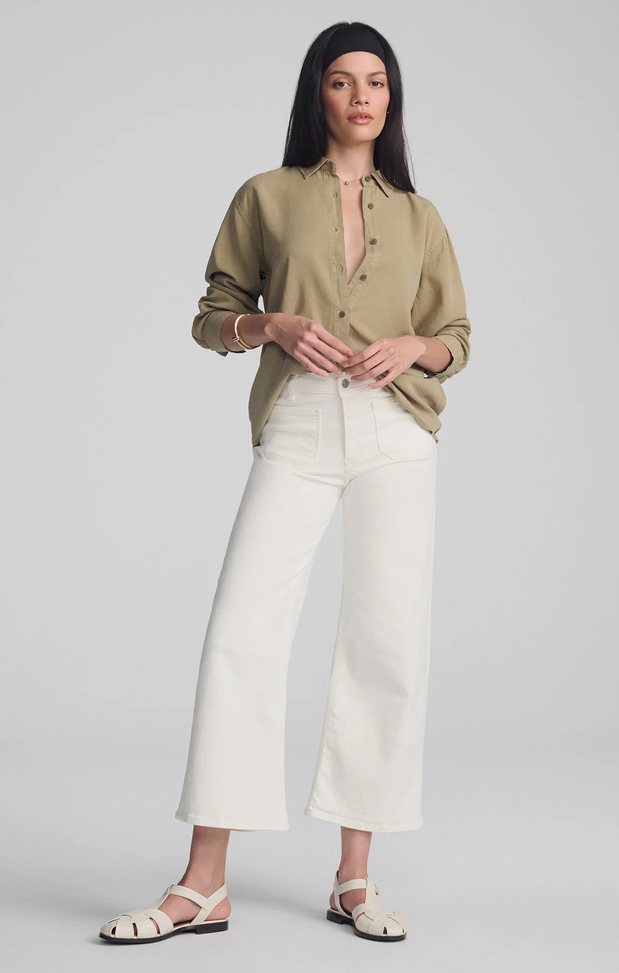 LONG SLEEVE BUTTON-UP SHIRT IN CHINCHILLA - Image 3
