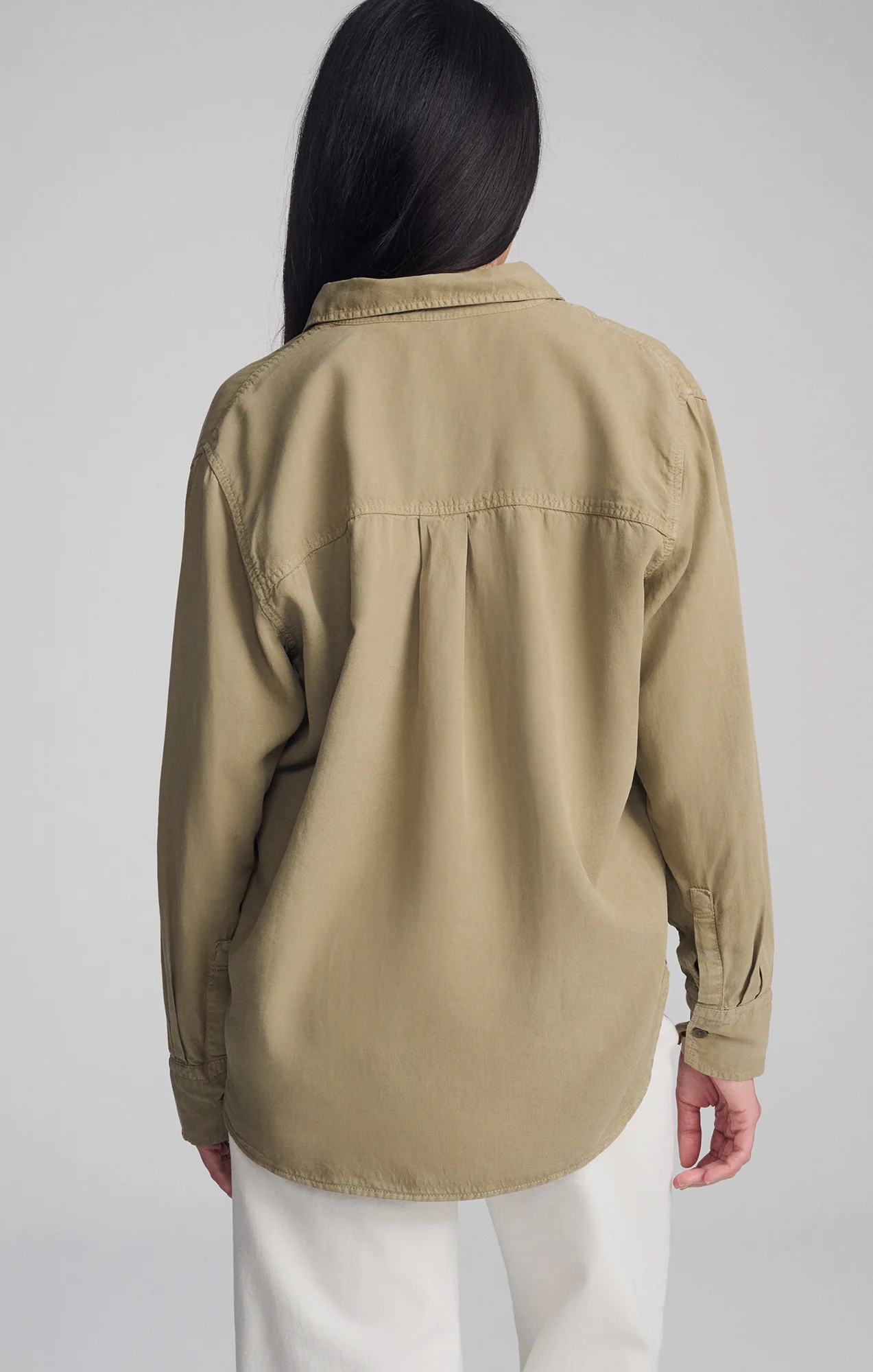 LONG SLEEVE BUTTON-UP SHIRT IN CHINCHILLA - Image 6