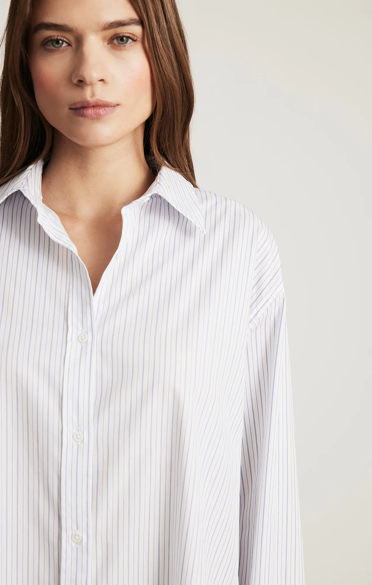 LONG SLEEVE BUTTON-UP SHIRT IN BLUE GREY STRIPE - Image 4