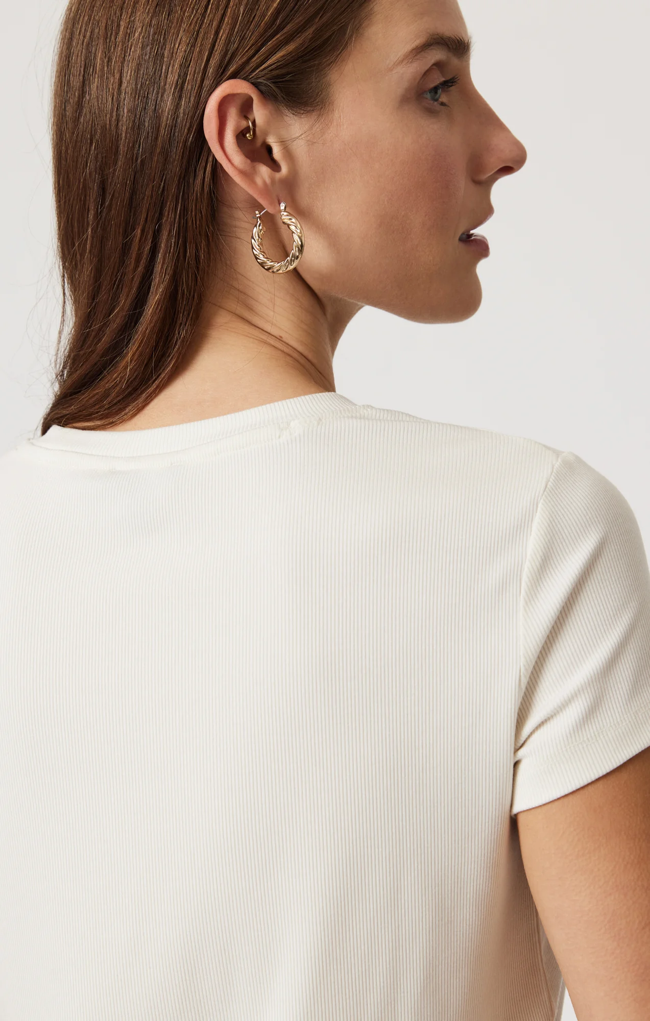 LUXE TOUCH TENCEL™ RIBBED T-SHIRT IN COCONUT MILK - Image 3