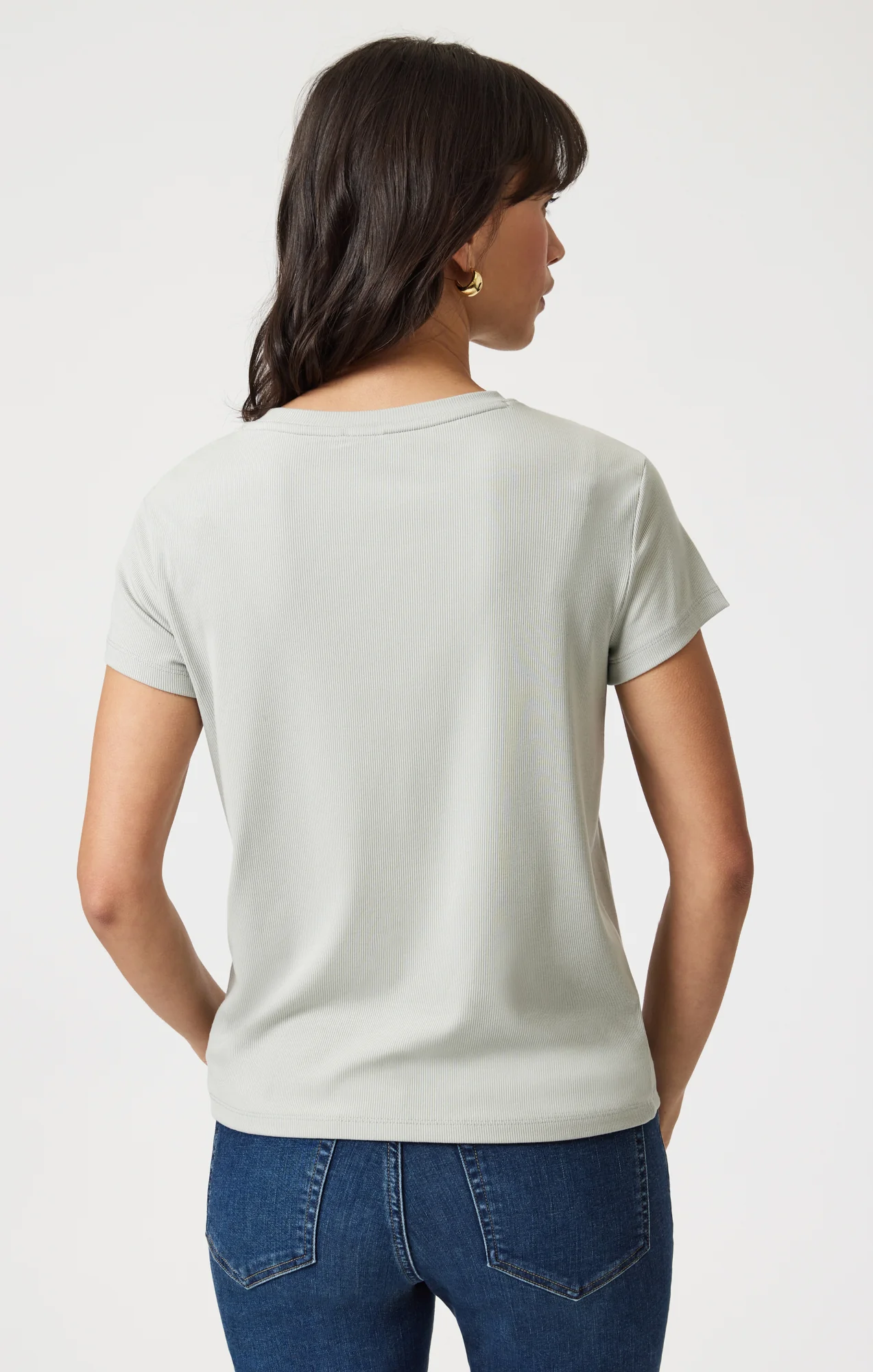 LUXE TOUCH TENCEL™ RIBBED T-SHIRT IN PIGEON - Image 6