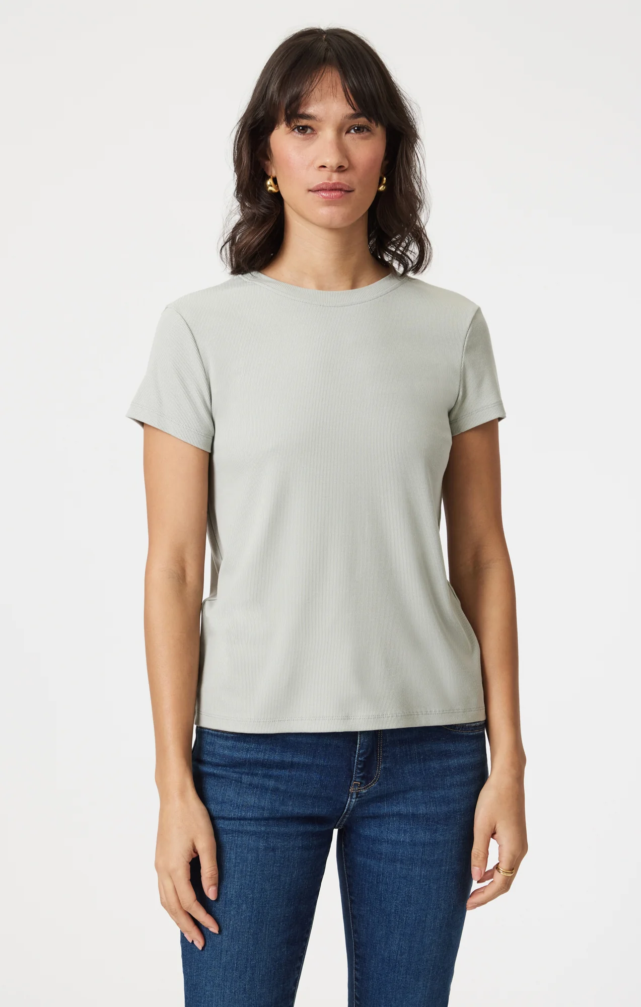 LUXE TOUCH TENCEL™ RIBBED T-SHIRT IN PIGEON - Image 7