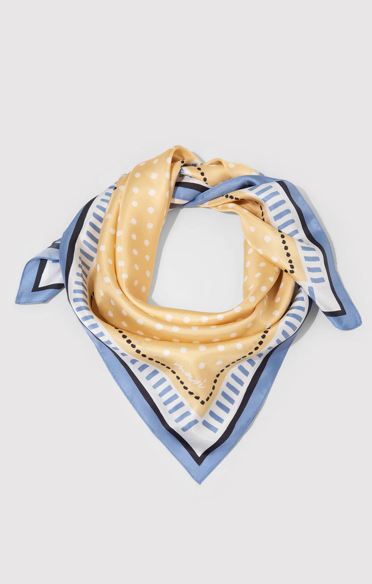 MEDIUM SILK POLKA DOT BANDANA IN PALE BANANA - Image 2