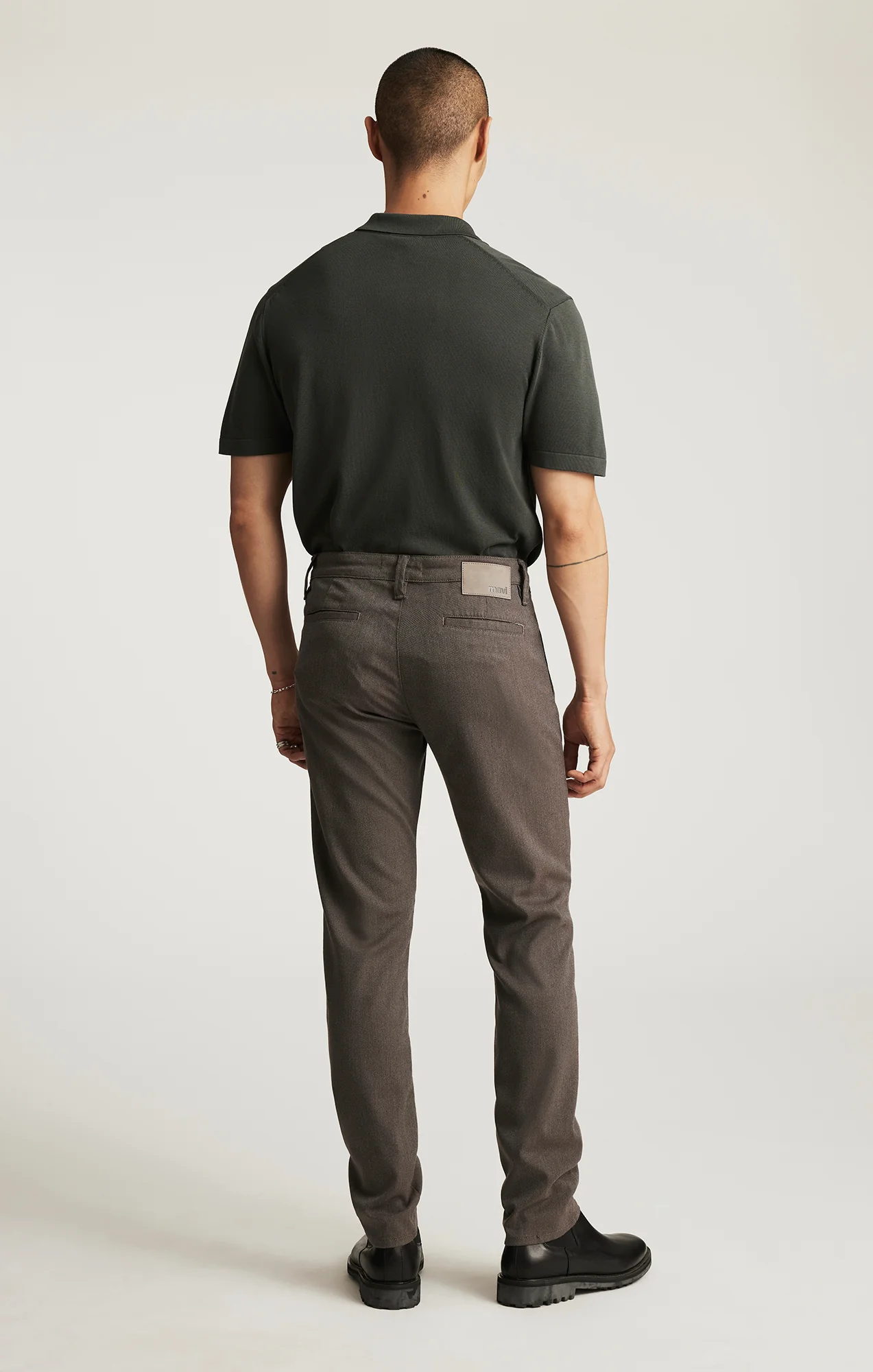 MILTON SLIM STRAIGHT CHINO IN BROWN FEATHER TWEED - Image 2