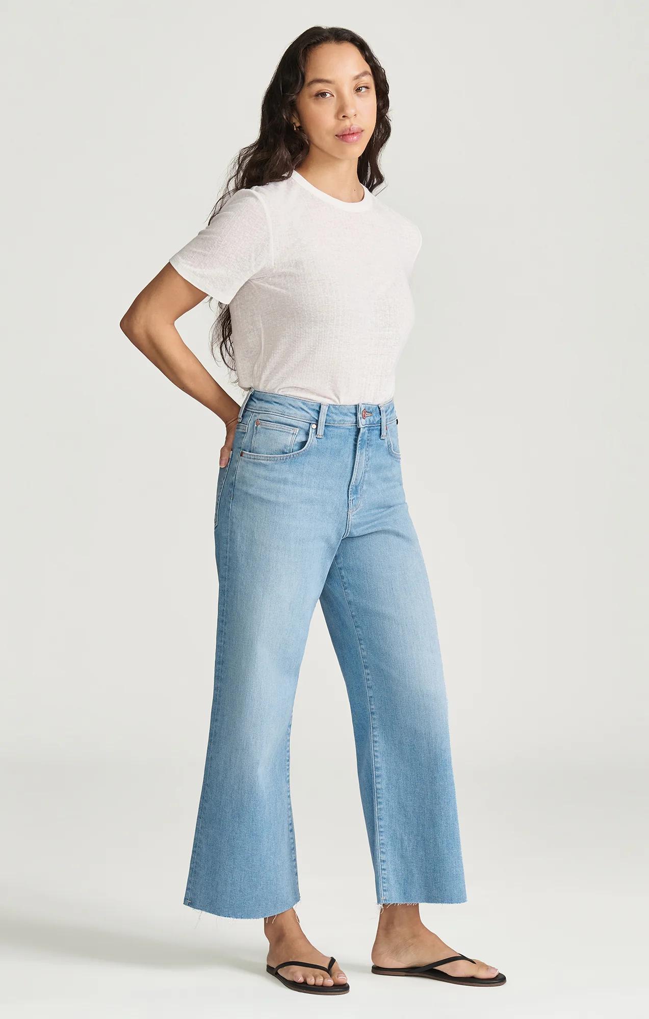 PALOMA CROPPED WIDE LEG IN LIGHT BRUSHED FLEX BLUE - Image 2