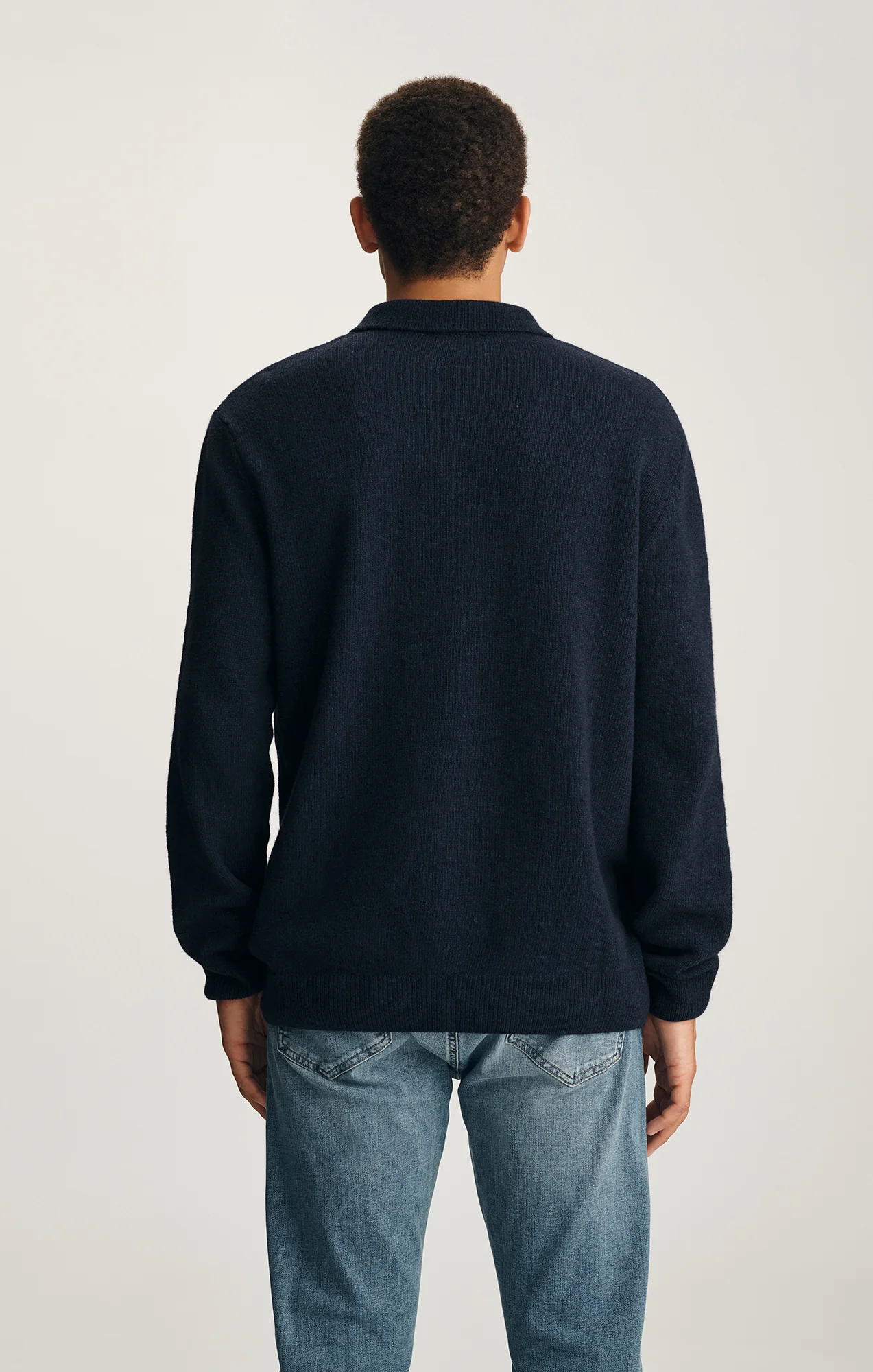 EDITION WOOL LONG SLEEVE POLO SWEATER IN TOTAL ECLIPSE - Image 4