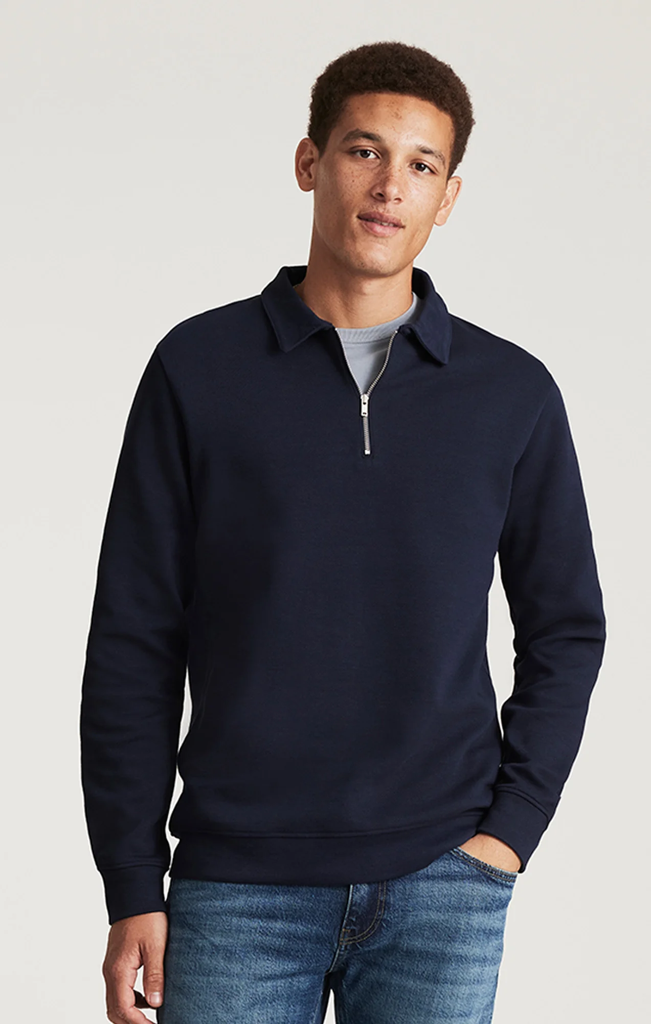 HALF ZIP SWEATSHIRT IN BARITONE BLUE