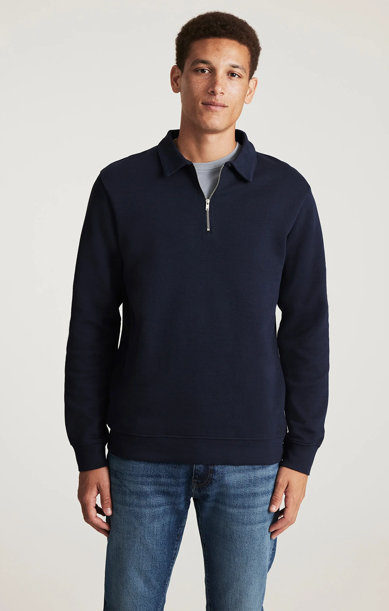 HALF ZIP SWEATSHIRT IN BARITONE BLUE - Image 3
