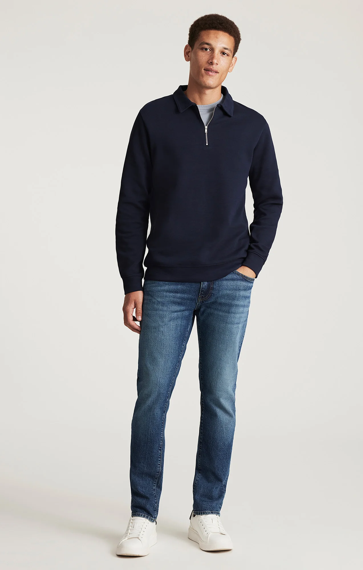 HALF ZIP SWEATSHIRT IN BARITONE BLUE - Image 6