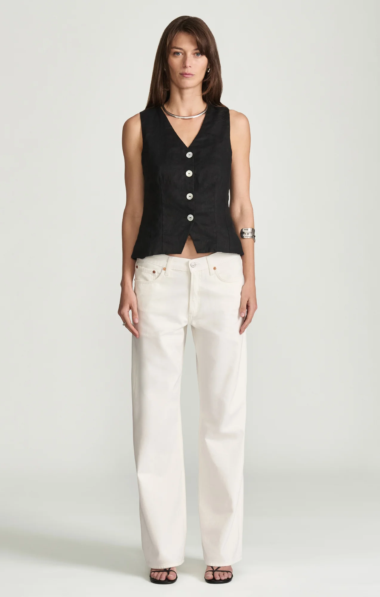SANDY WIDE LEG IN OFF-WHITE CLASSIC BLUE - Image 4