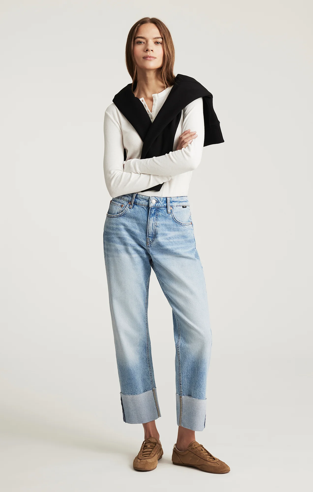 SAVANNAH CUFFED STRAIGHT LEG IN LIGHT BRUSHED CLASSIC BLUE