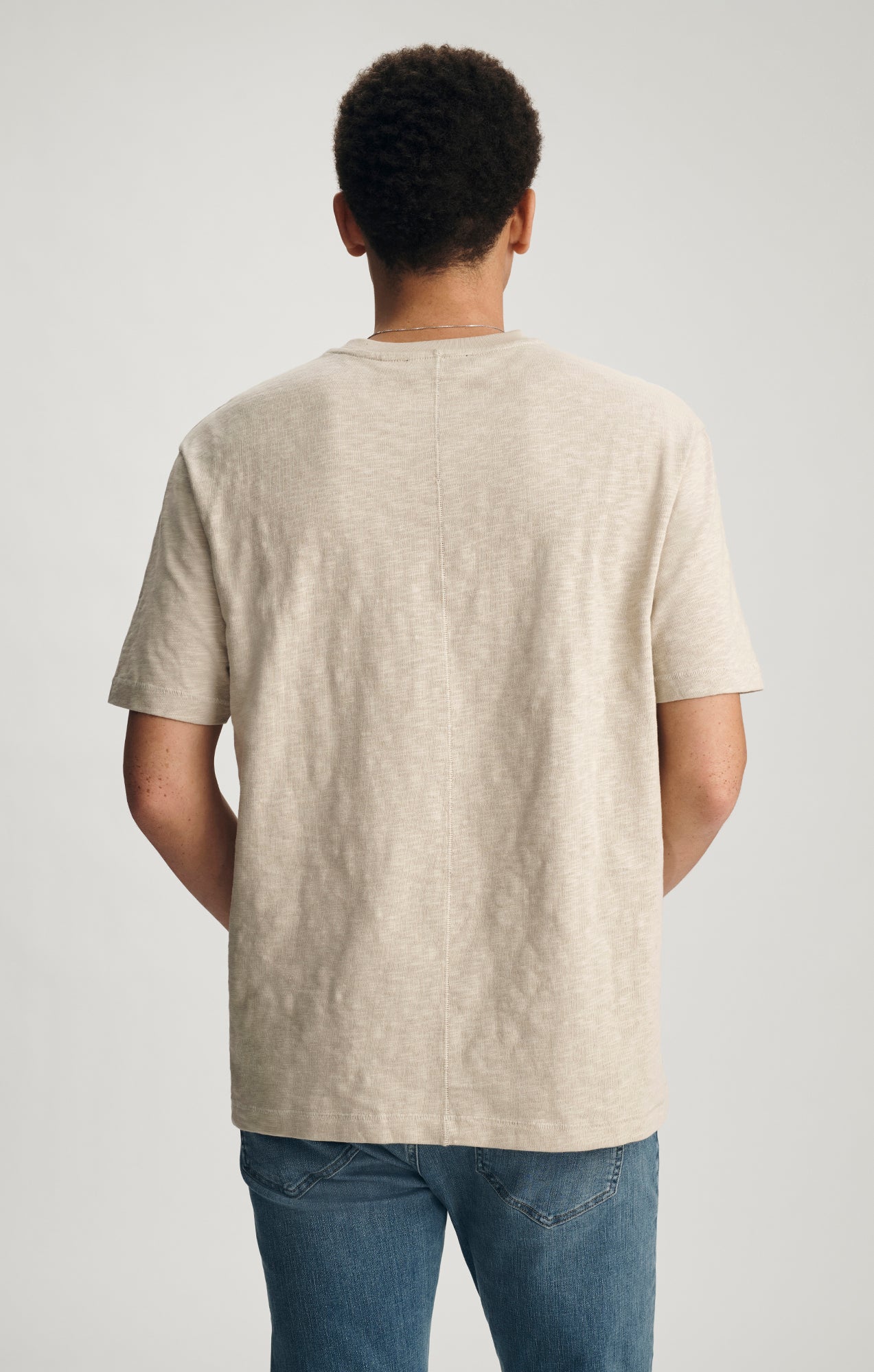 SLUB CREW NECK T-SHIRT IN FEATHER GRAY - Image 2