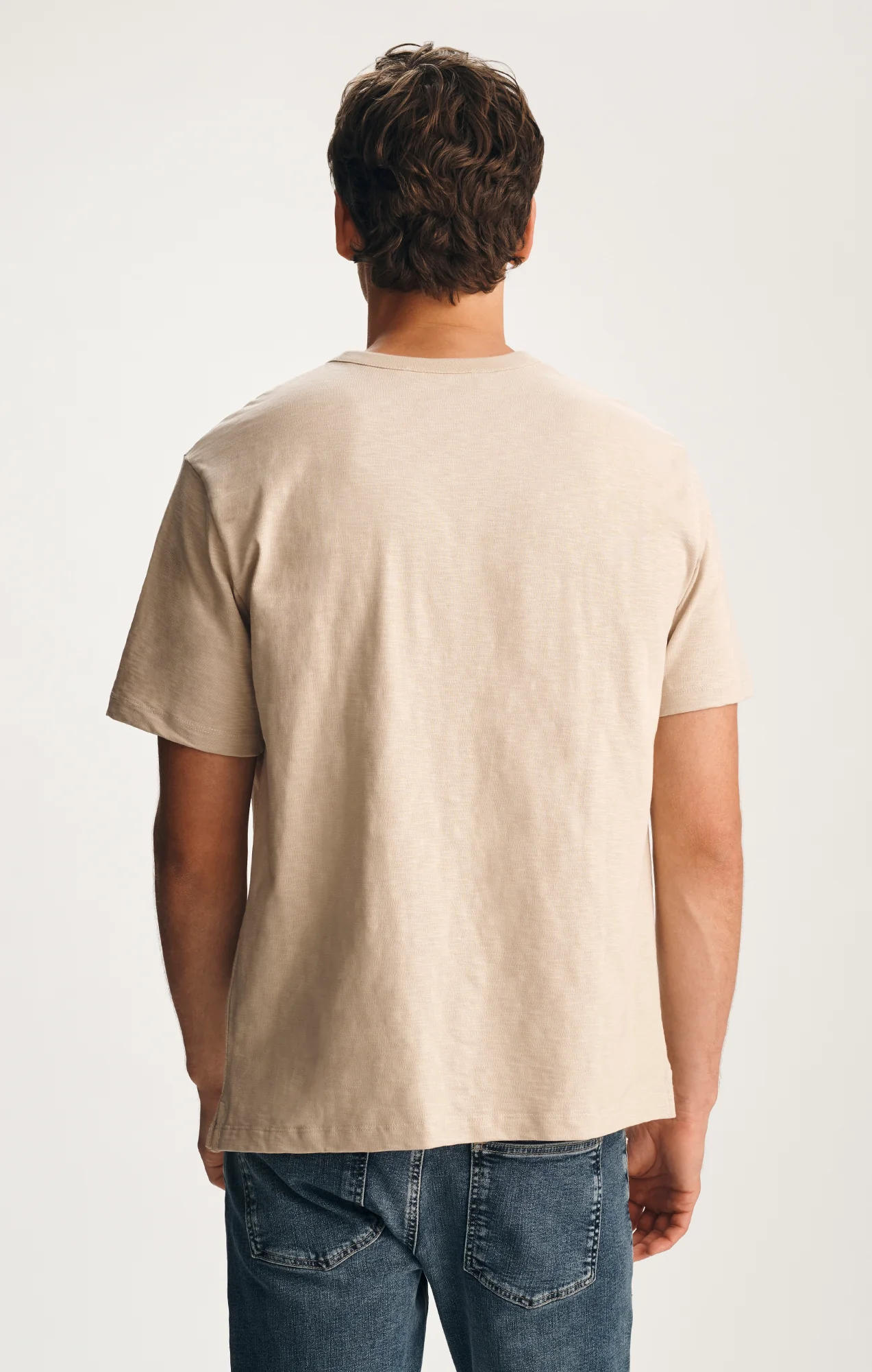 SLUB HENLEY T-SHIRT IN FEATHER GREY - Image 2