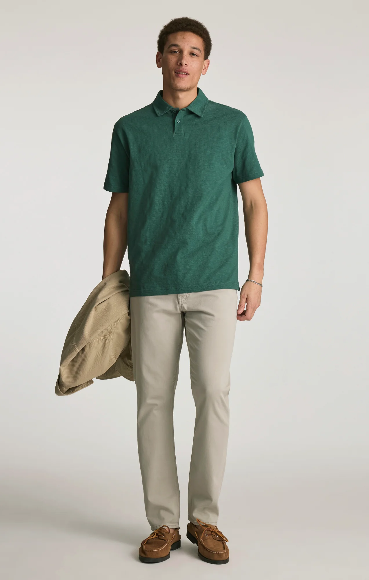 SLUB POLO T-SHIRT IN BISTRO GREEN - Image 5