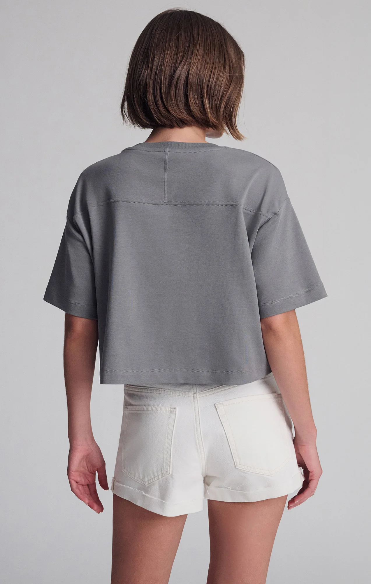 SPORTY LUXE CREW NECK T-SHIRT IN SILENT STORM - Image 2