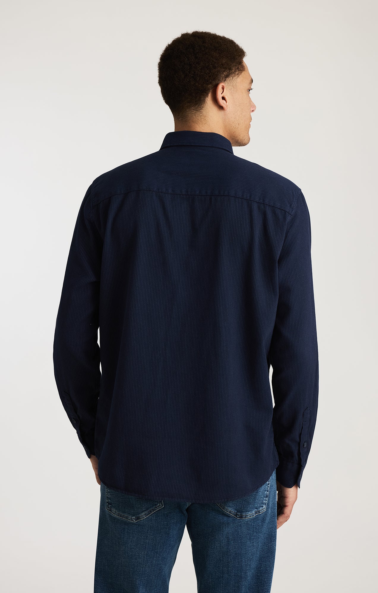 EDITION STRIPED BUTTON-UP SHIRT IN INDIGO - Image 3