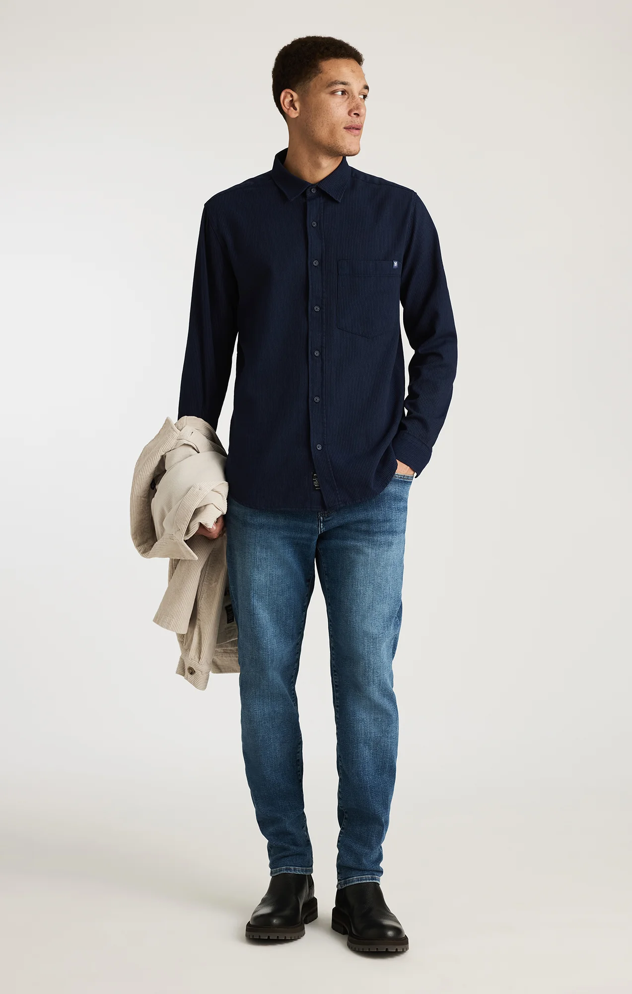 EDITION STRIPED BUTTON-UP SHIRT IN INDIGO - Image 5