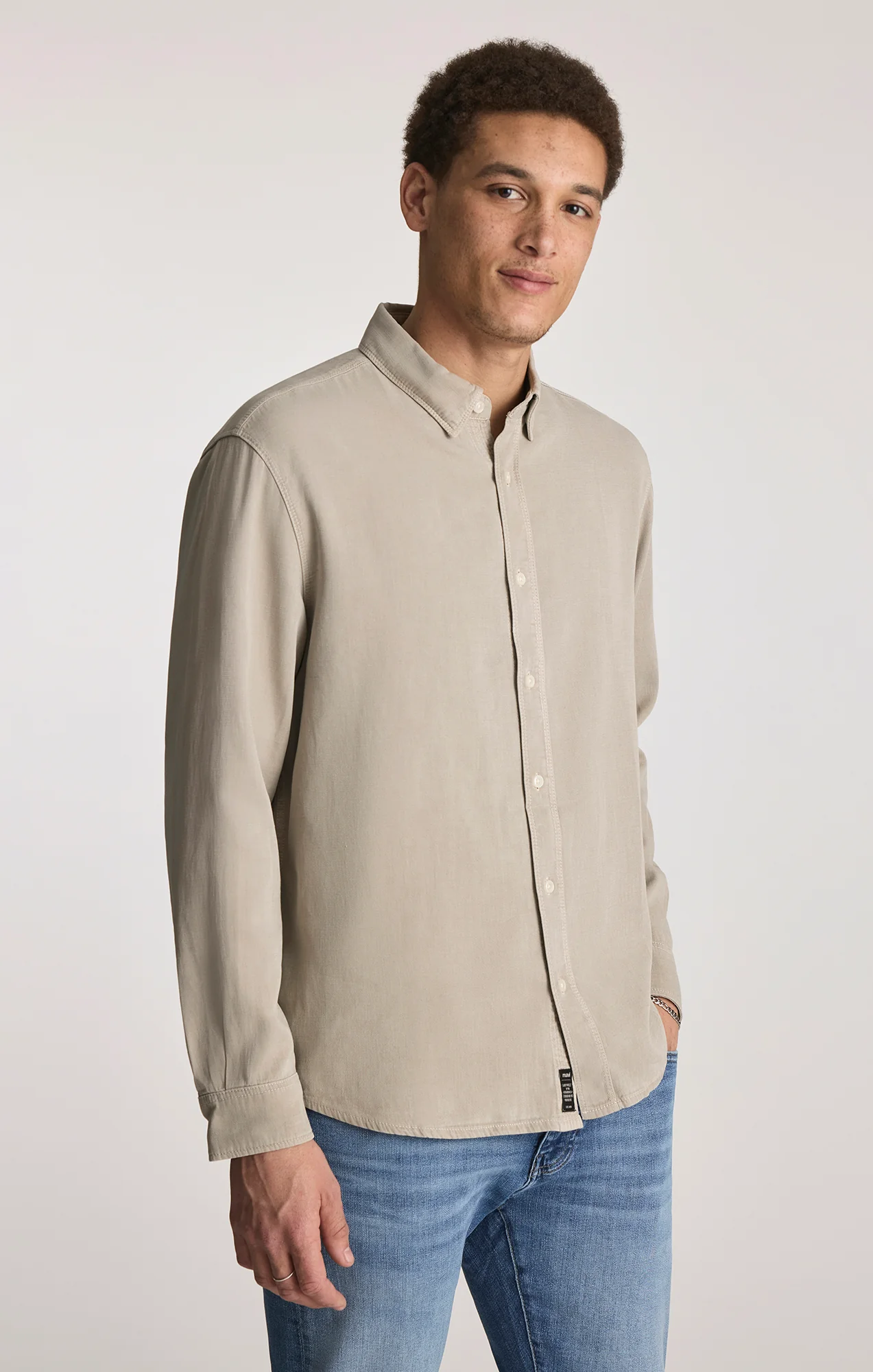 TENCEL BUTTON-UP SHIRT IN ELM - Image 3
