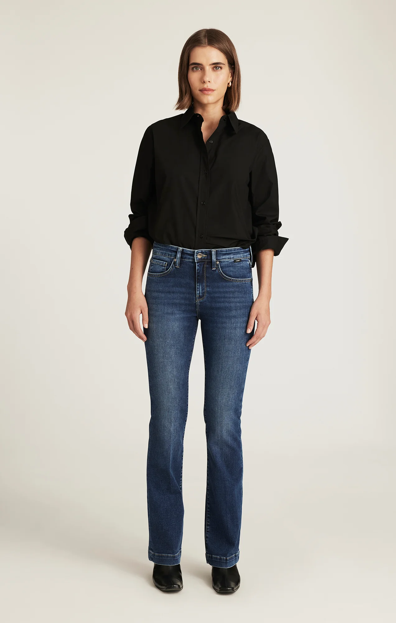 VICKY BOOTCUT IN DARK BRUSHED FEATHER LUXE - Image 4