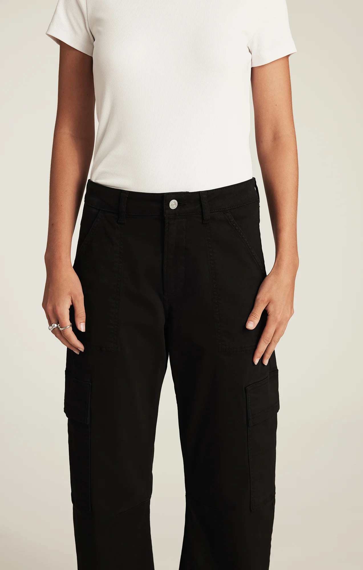 VINNIE BARREL CARGO IN BLACK CASUAL TWILL - Image 6